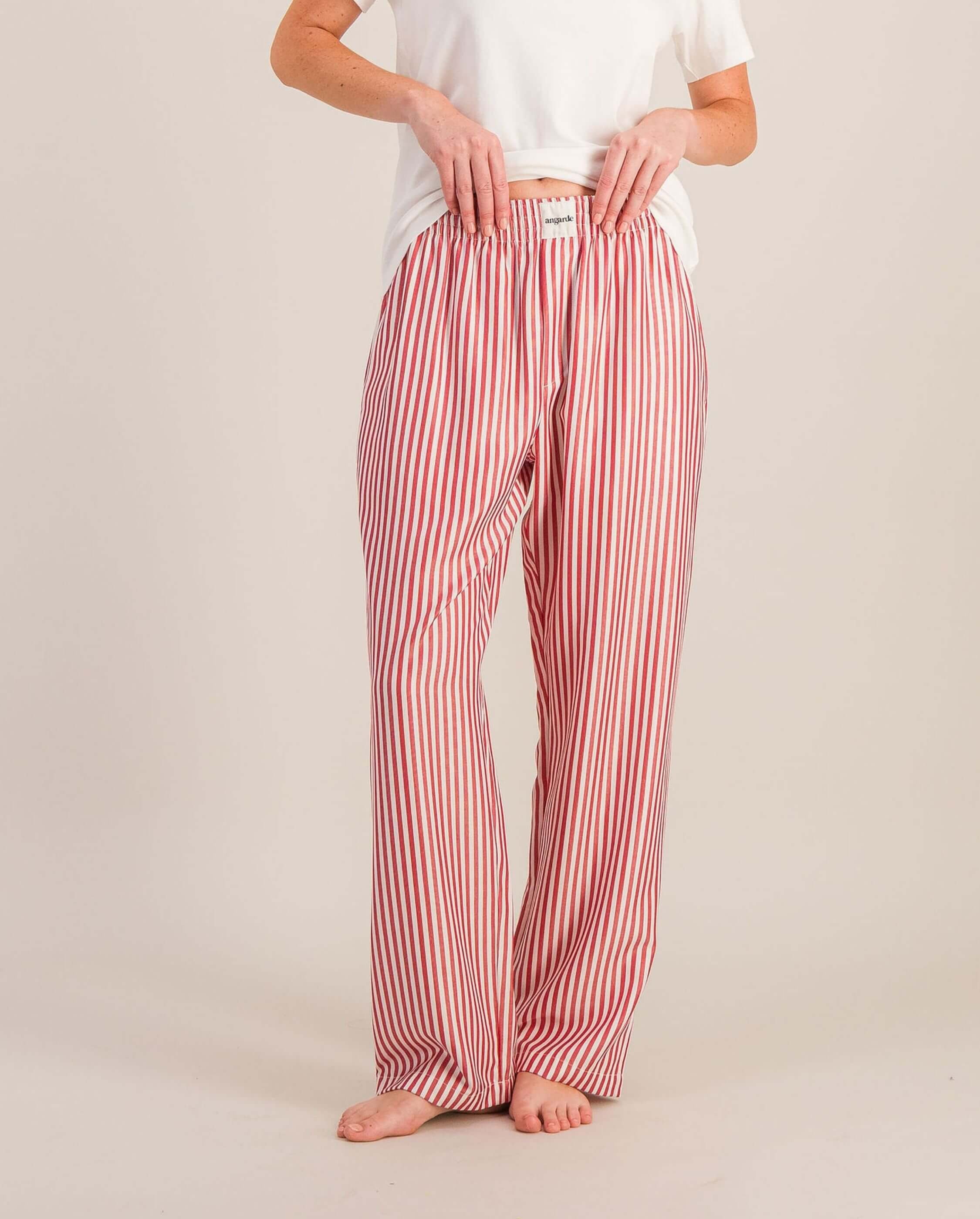 Women's tencel pants, red stripes ANGARDE Red