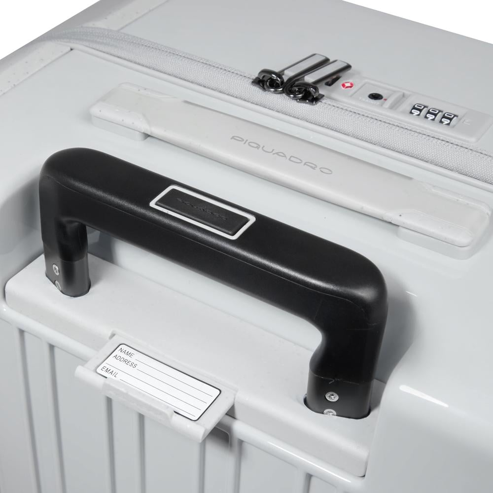 Medium 4-wheel trolley suitcase with TSA lock PIQUADRO White