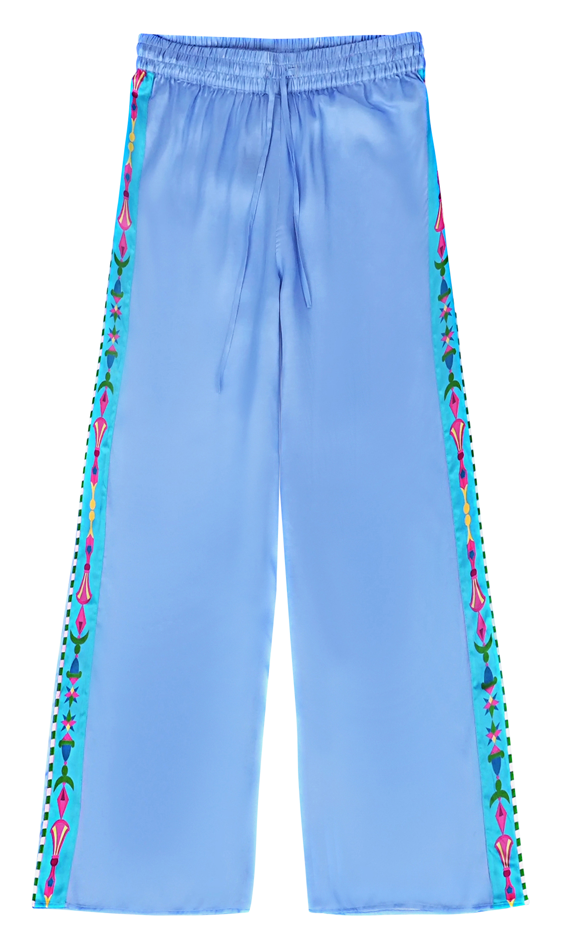 Gerade geschnittene, satinierte Hose WILD Blau