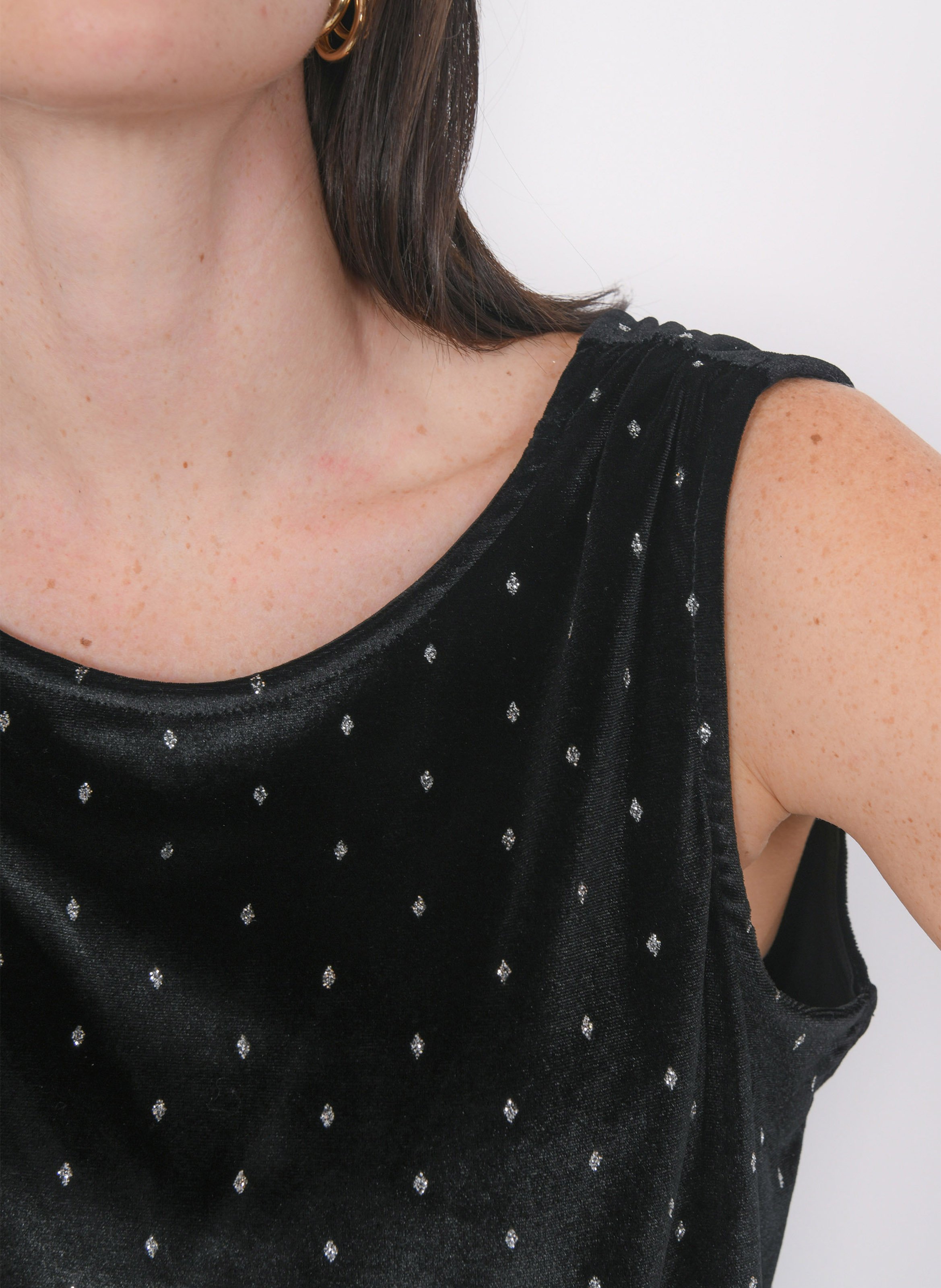 Midi-jurk met V-hals en dubbel materiaal KOOKAI Zwart