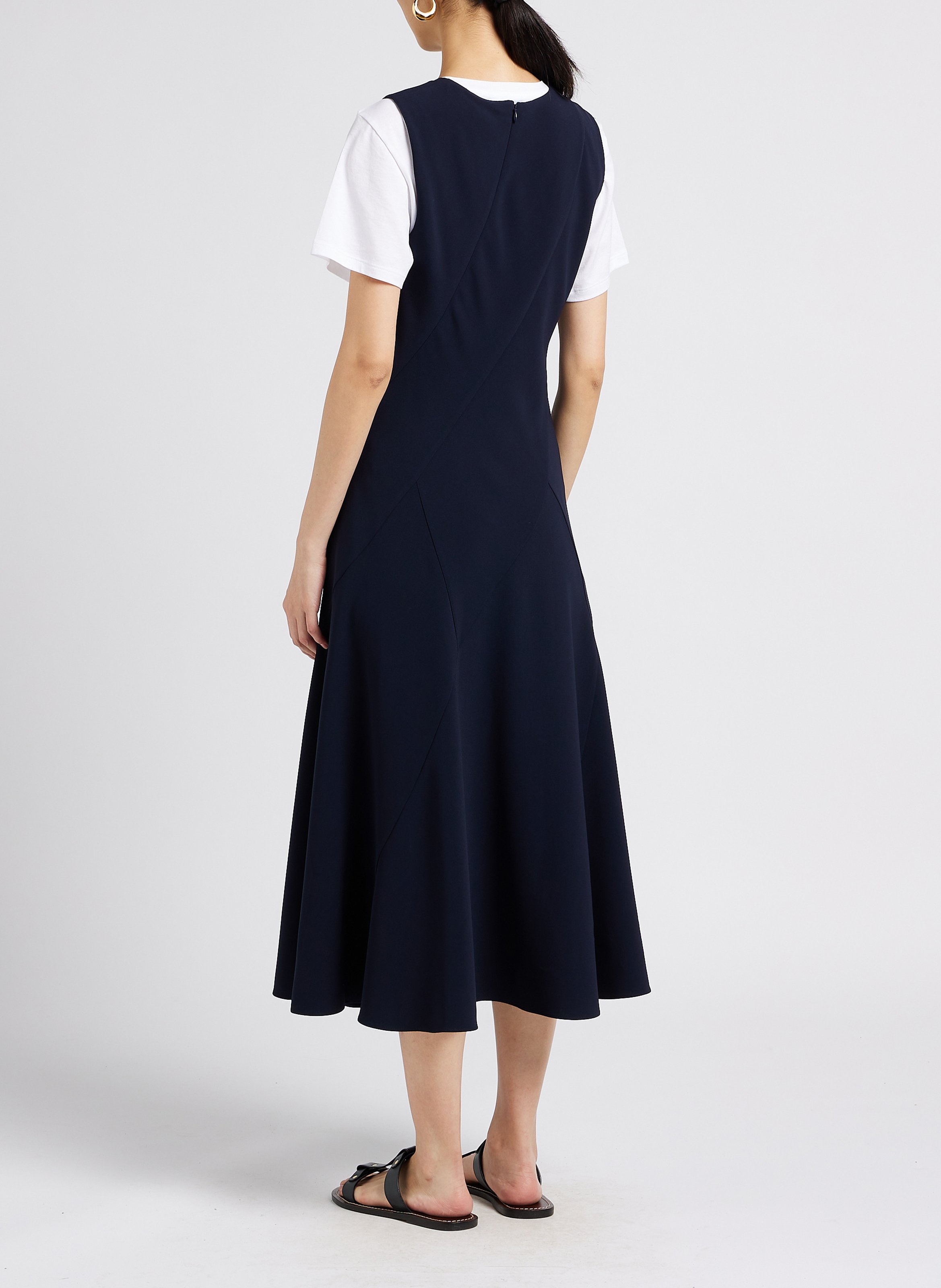 Mouwloze, uitlopende jurk THEORY Blauw