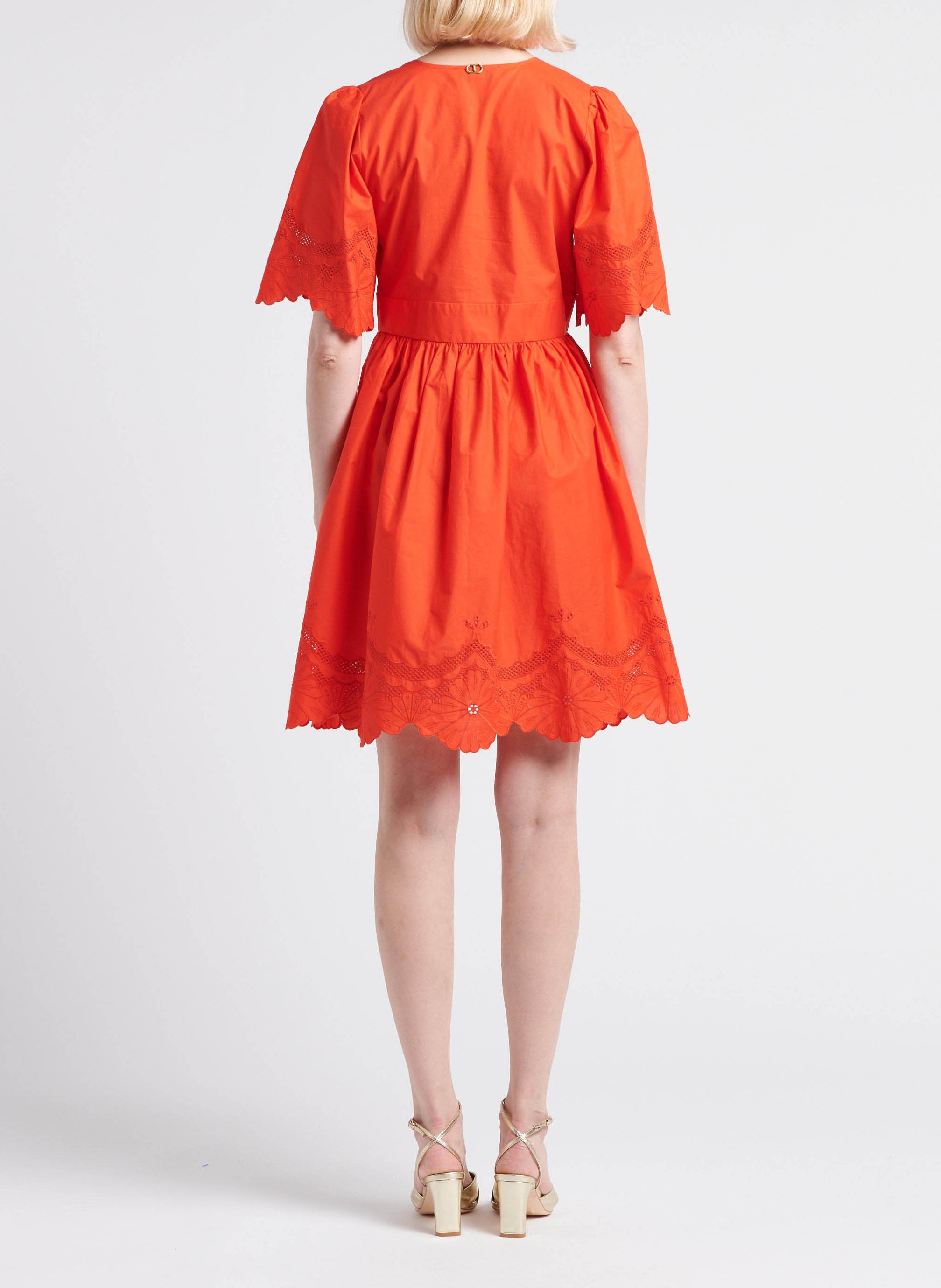 Robe courte col V en coton  TWINSET Orange