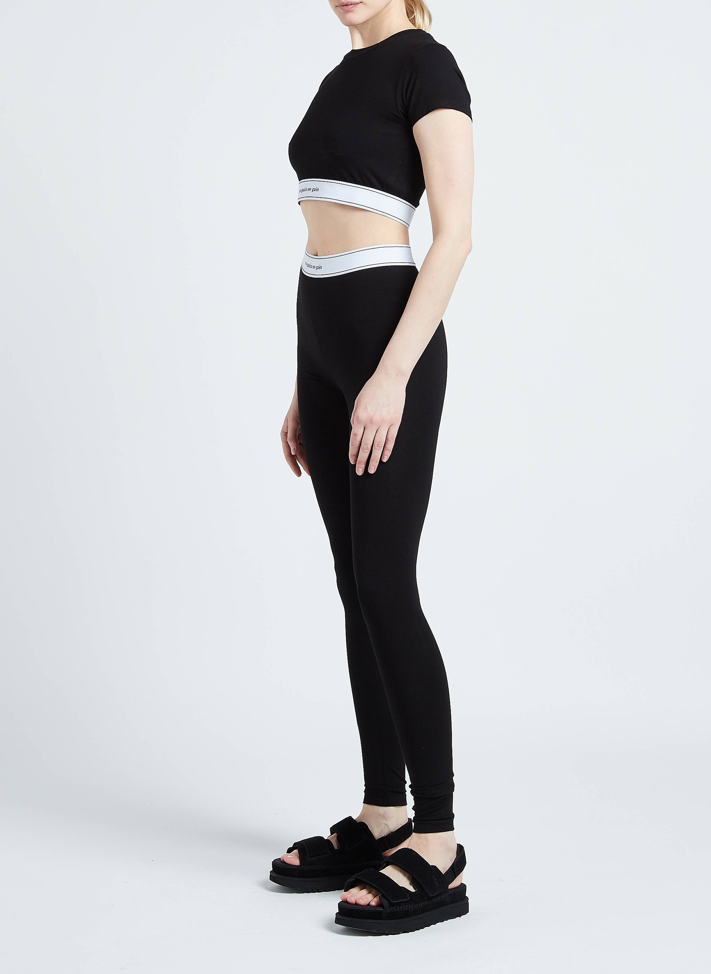 Kort T-shirt met ronde hals en tekstopdruk 'No pain No gain' MAISON LABICHE Zwart