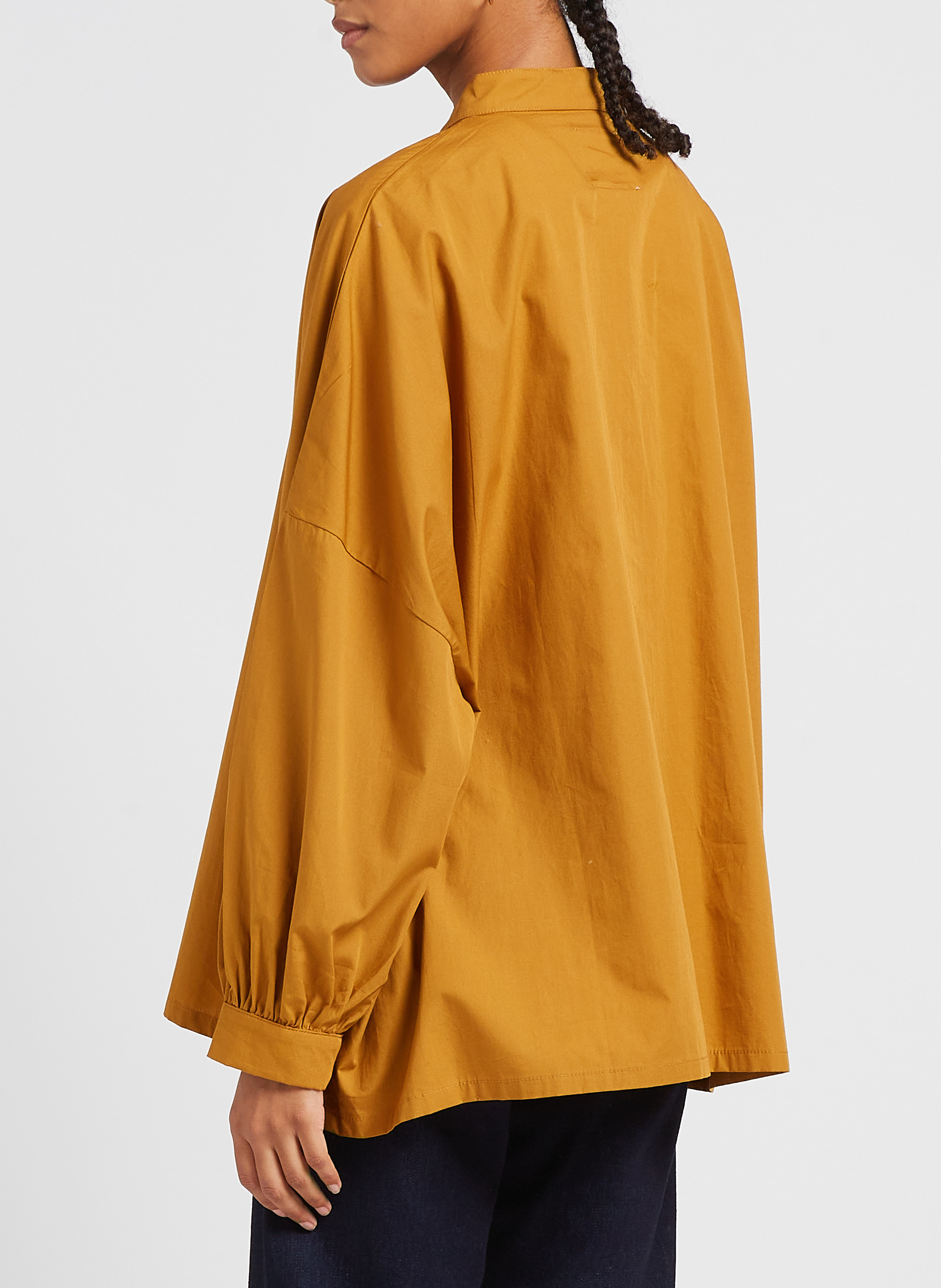 Oversized cotton shirt with mandarin collar RITA ROW Orange