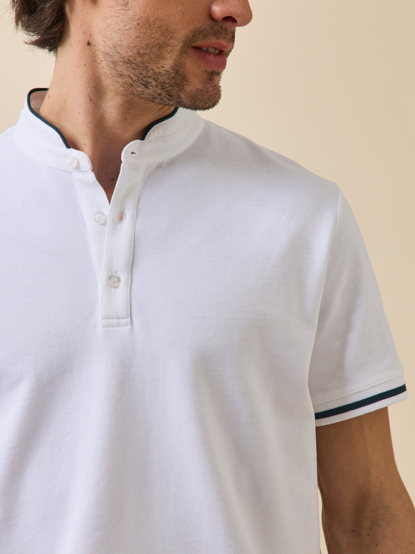 Organic cotton officer collar polo CYRILLUS White