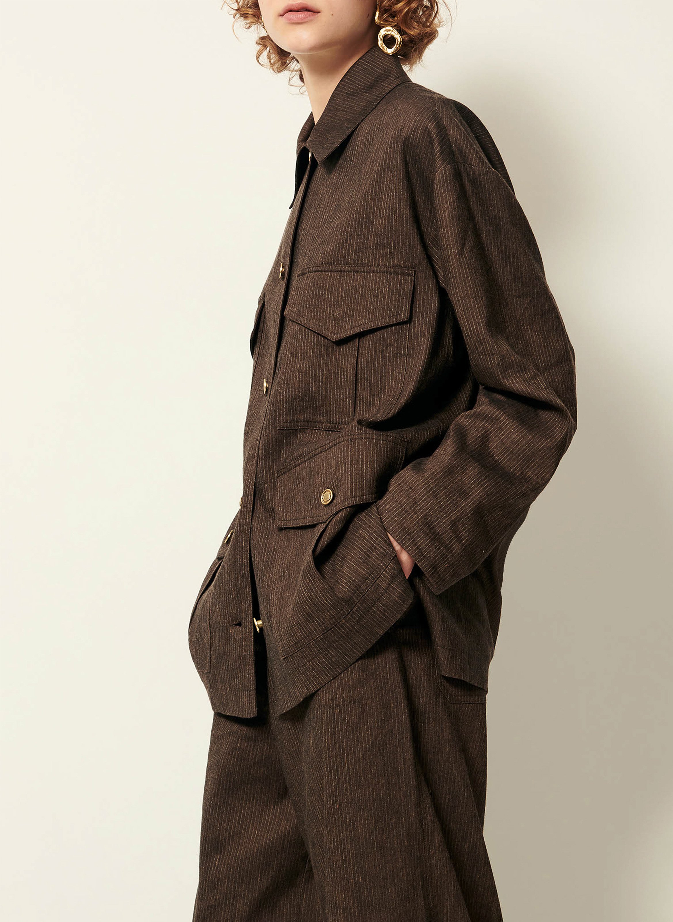 Giacca stile sahariana in lino misto SESSUN Marrone