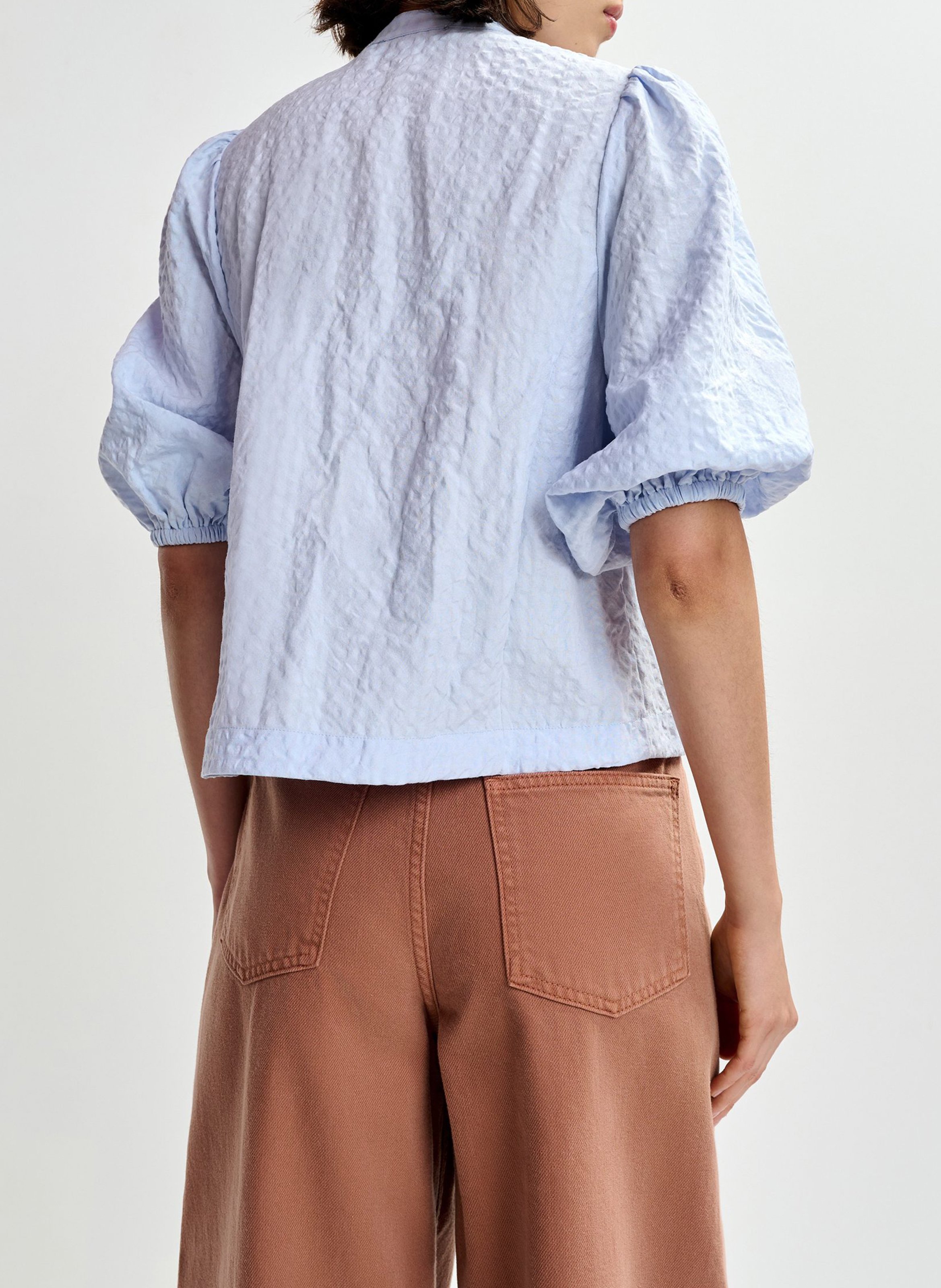 Chemise droite col rond brodé ESSENTIEL ANTWERP Bleu