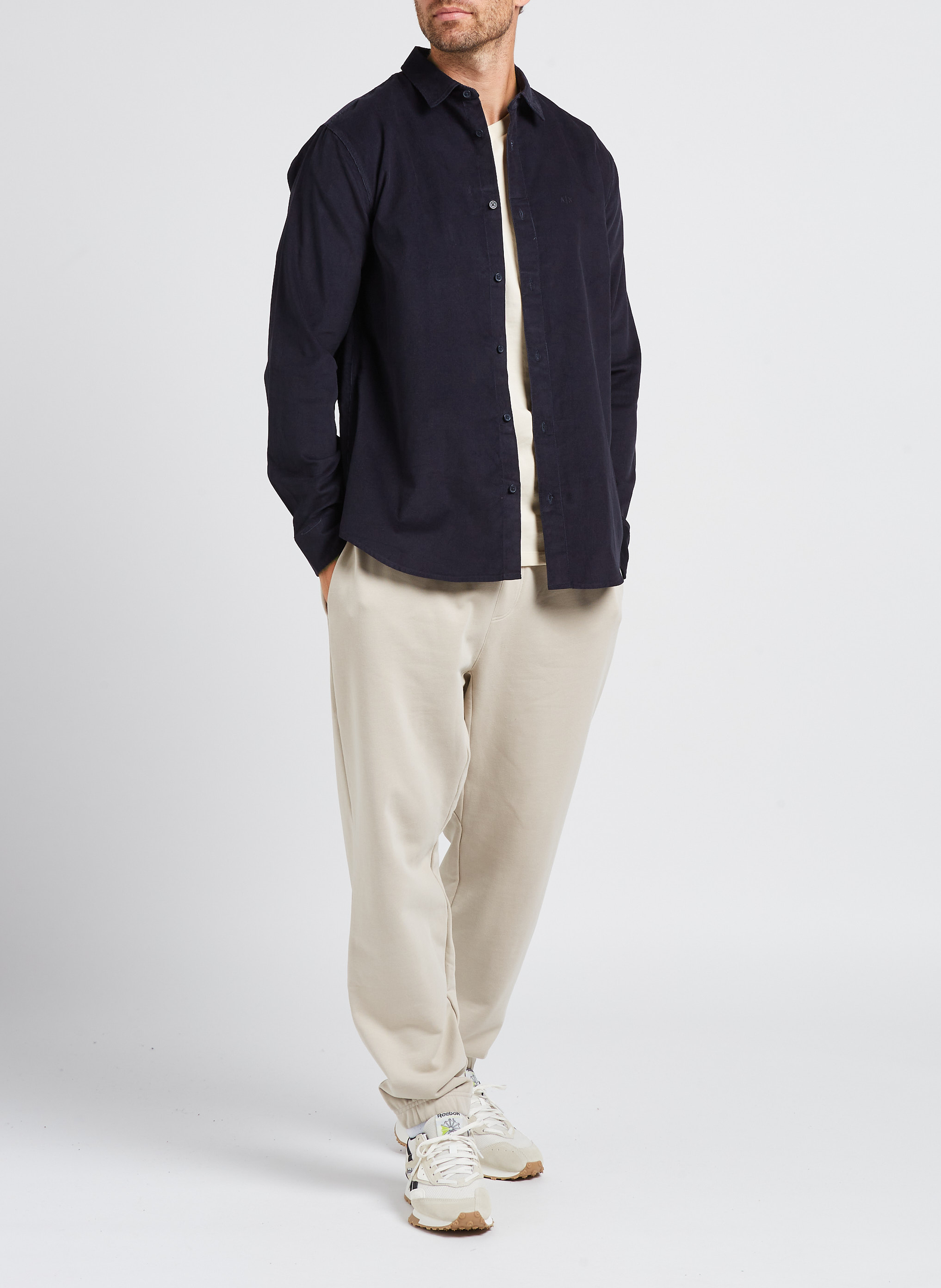 Chemise col classique en coton  ARMANI EXCHANGE Bleu