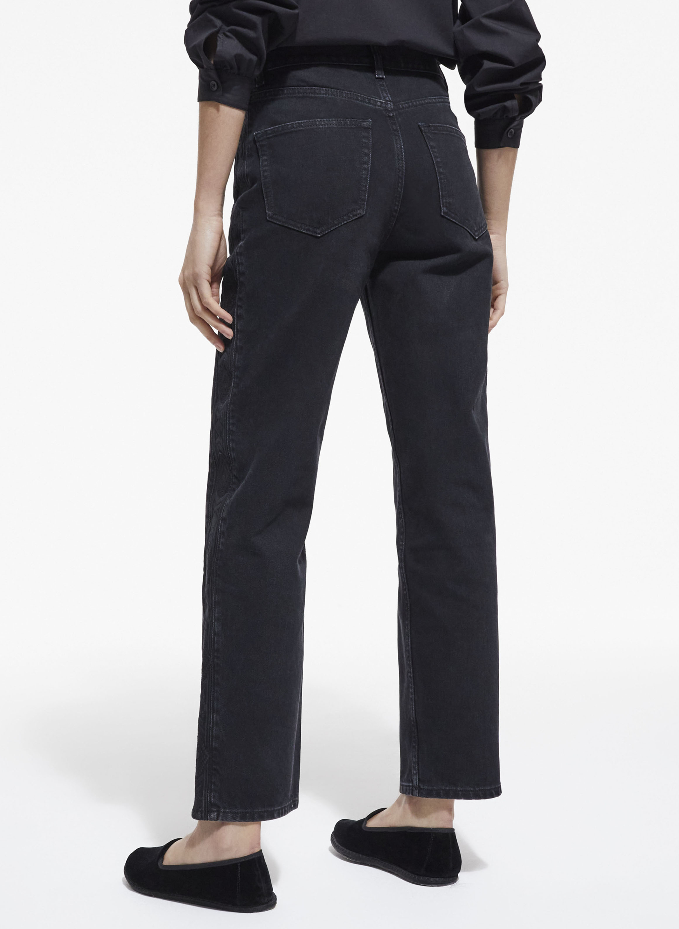 Jean droit à broderie en coton mélangé  THE KOOPLES Bleu