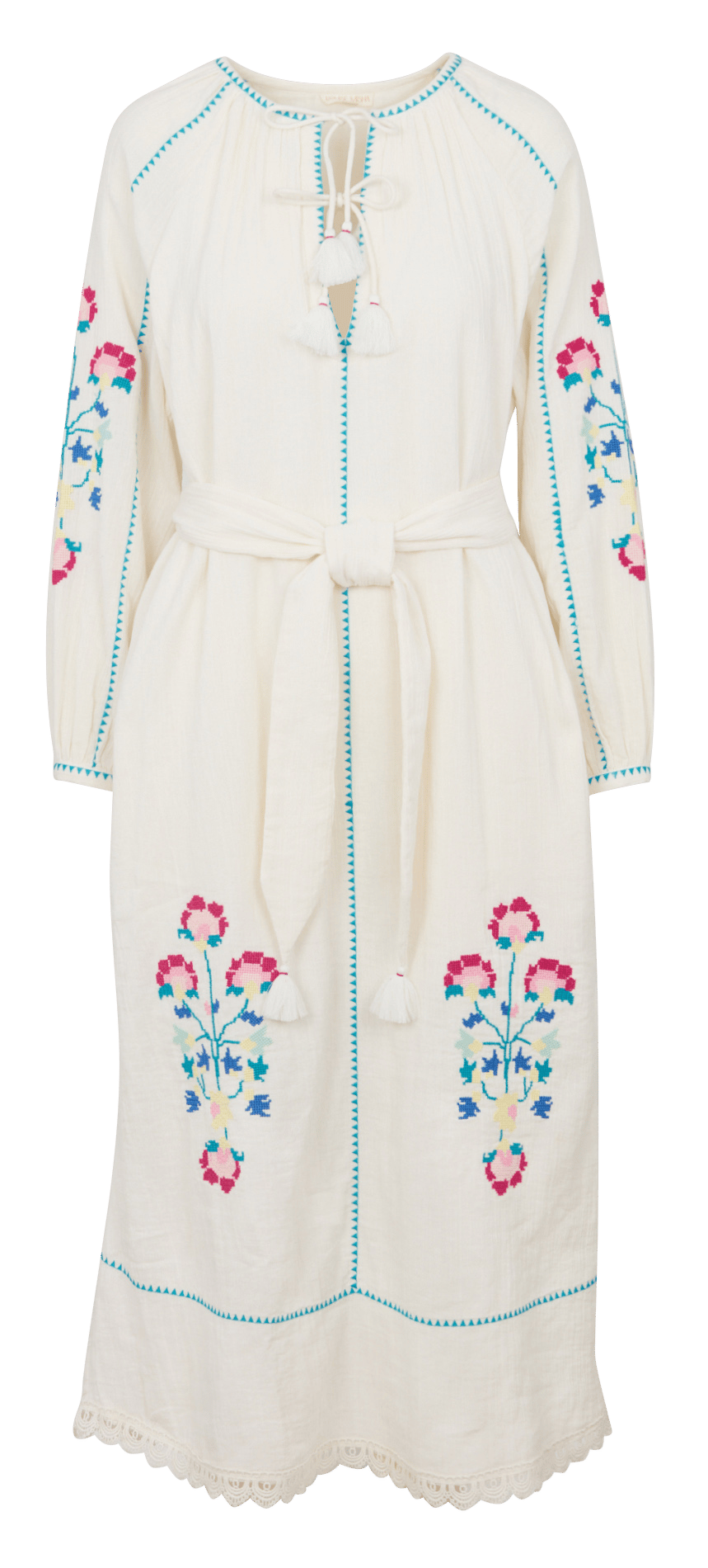 Midi jurk geborduurd in biologisch katoen LOUISE MISHA Wit