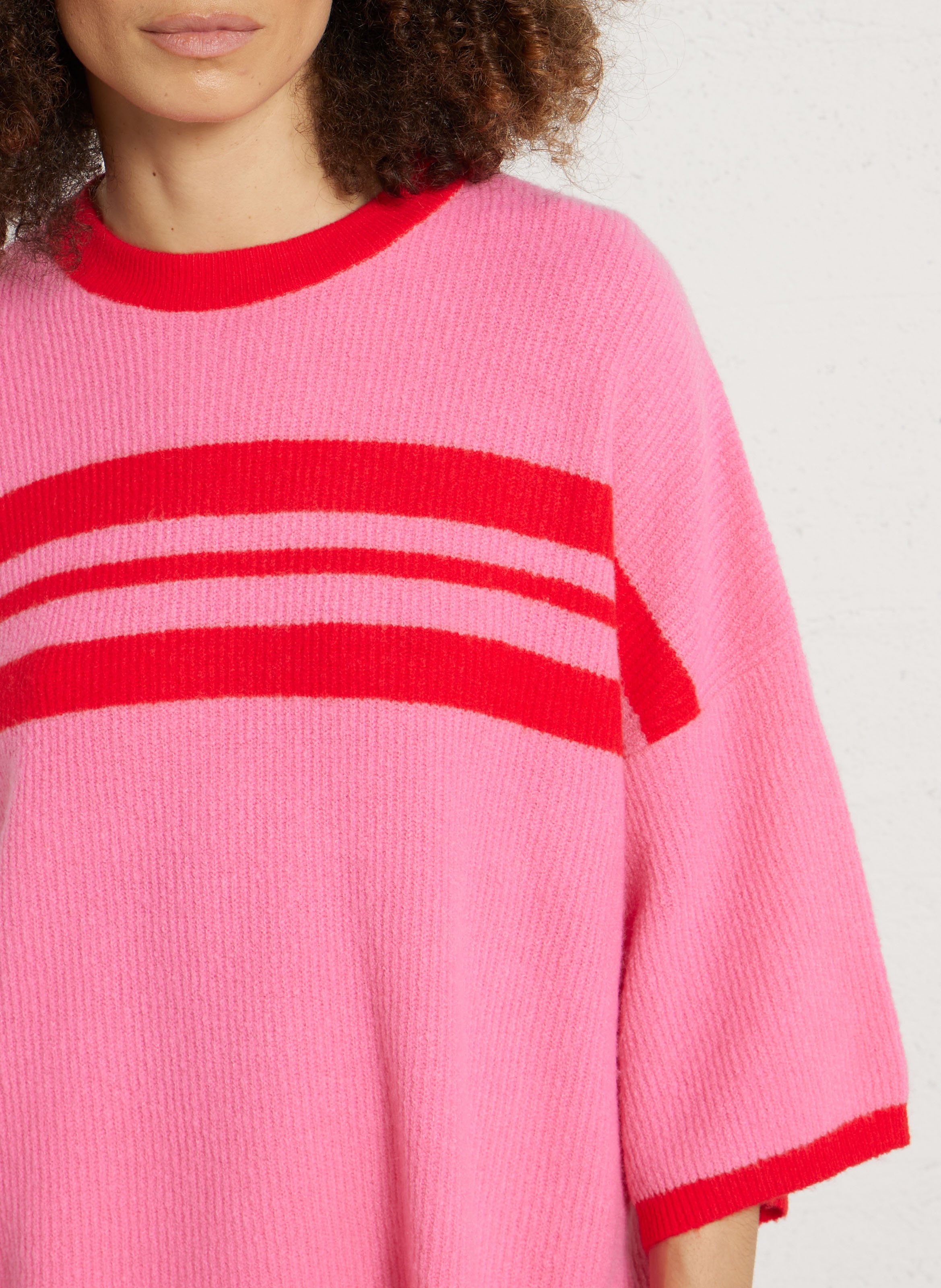 Weit geschnittener Rundhalspullover mit Streifen AMERICAN VINTAGE Rosa