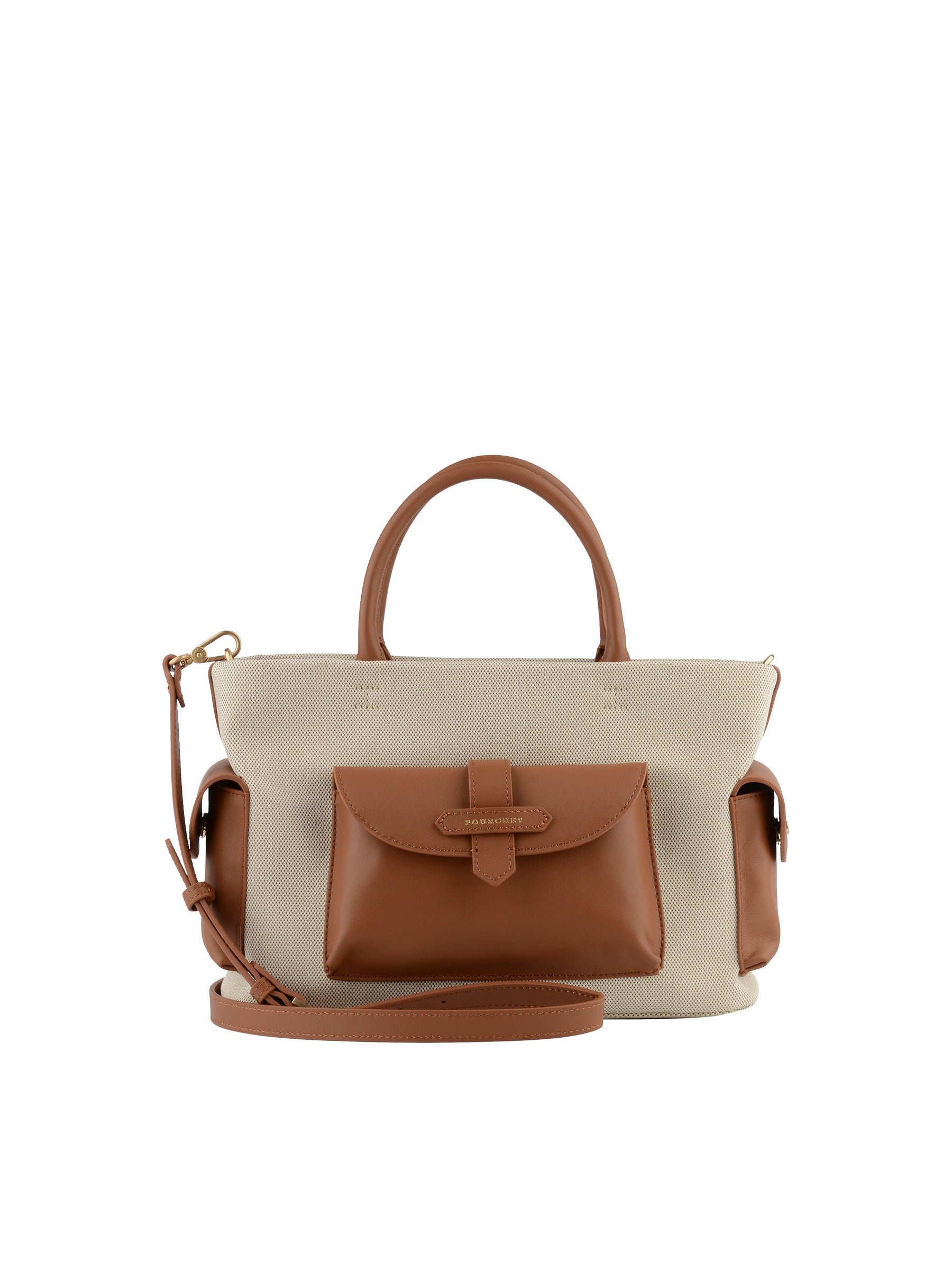 Calfskin leather handbag POURCHET Golden