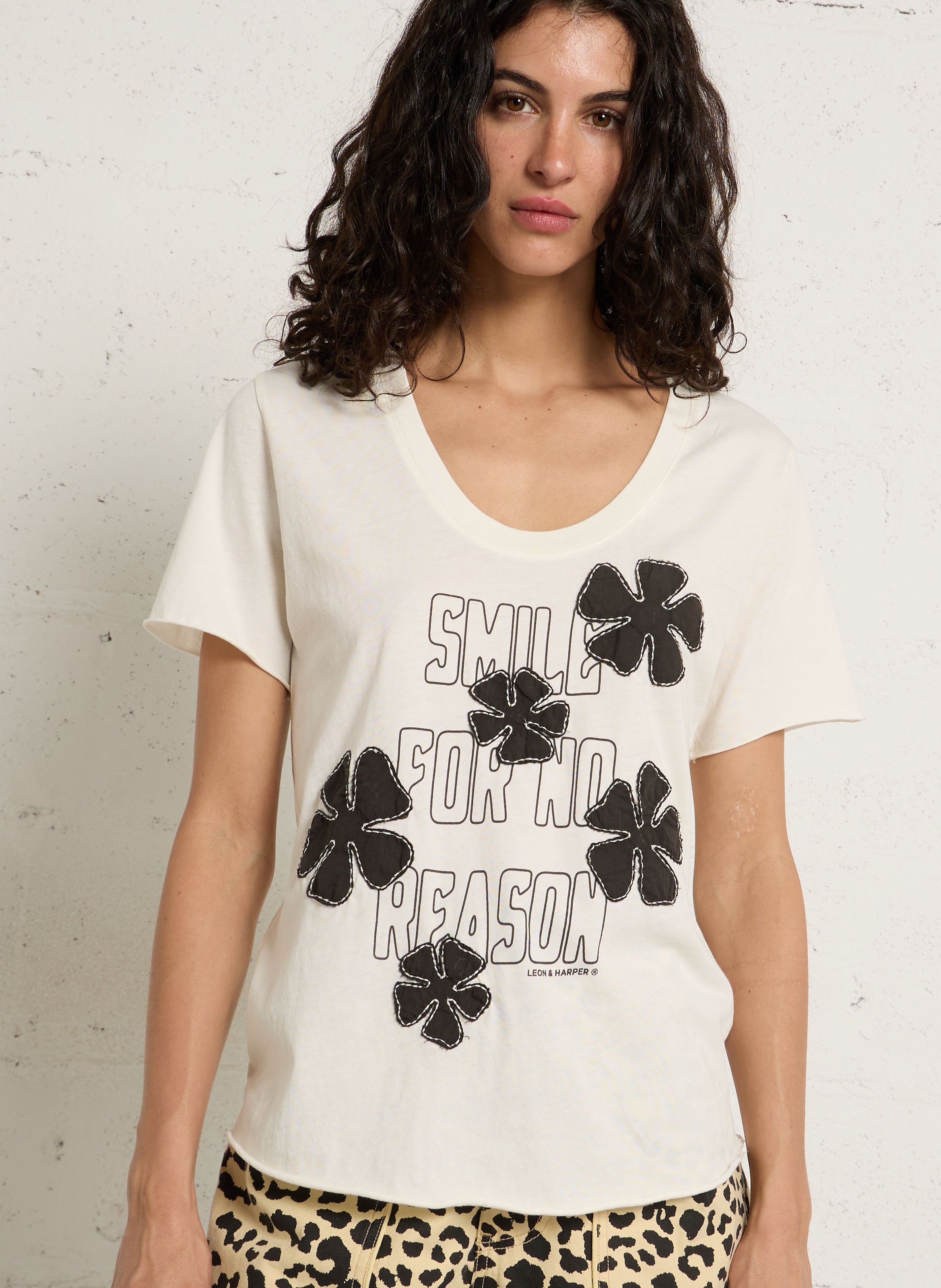 Round-neck organic cotton T-shirt LEON & HARPER White