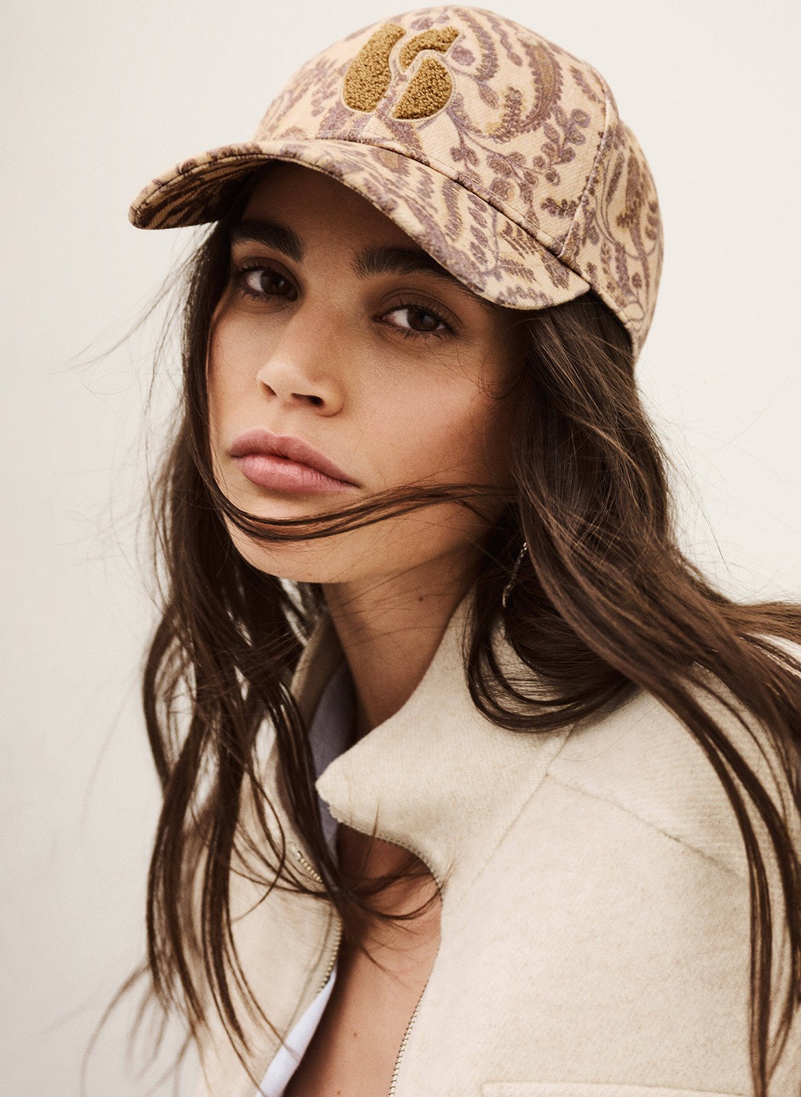 Casquette imprimée à logo bouclé BA&SH Beige