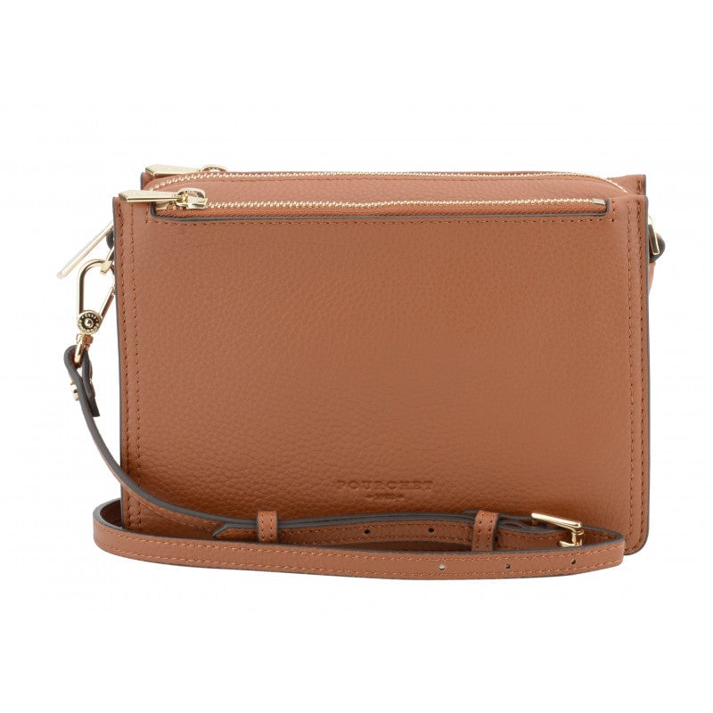 Calfskin leather shoulder bag POURCHET Brown