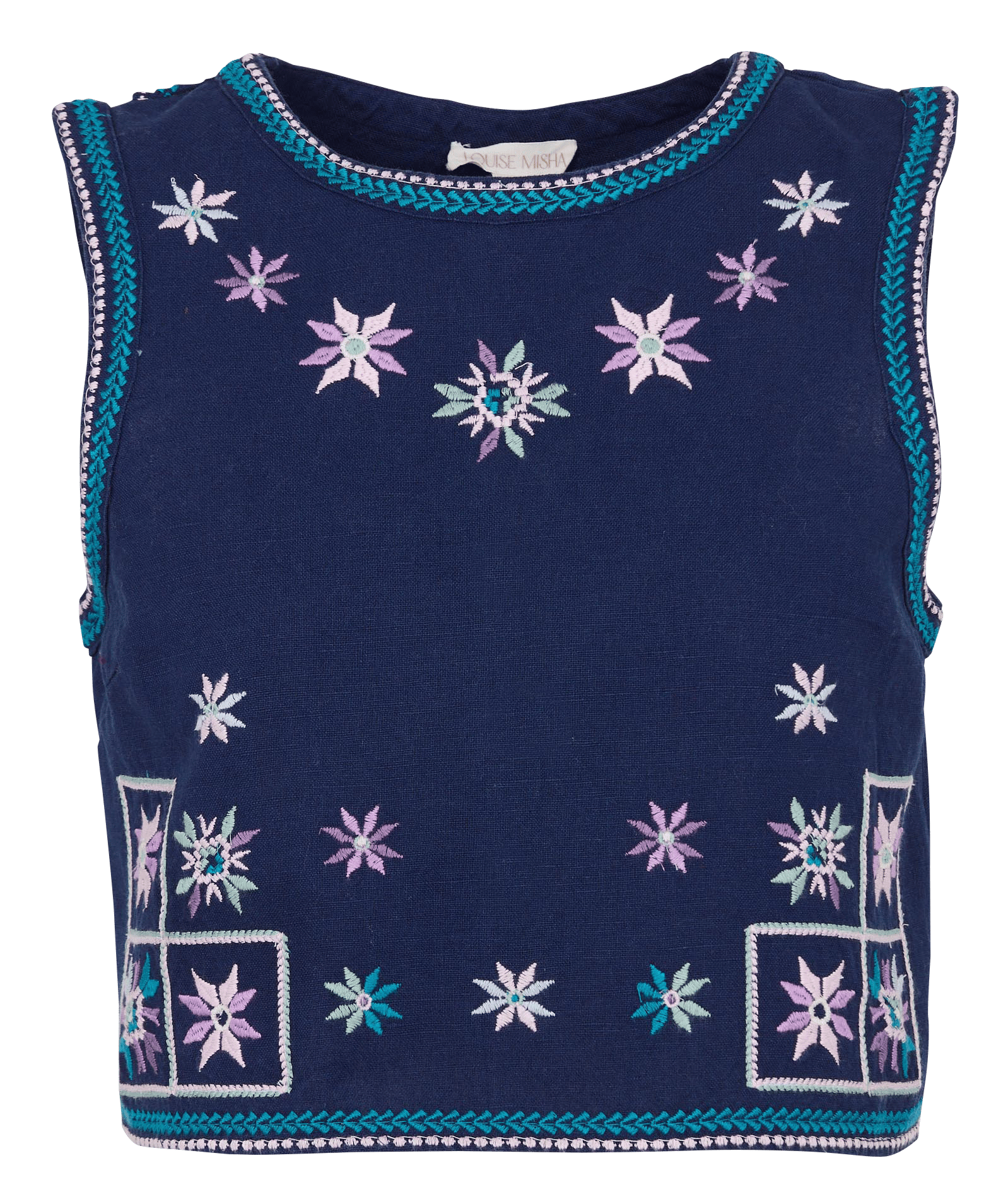 Top court brodé LOUISE MISHA Bleu