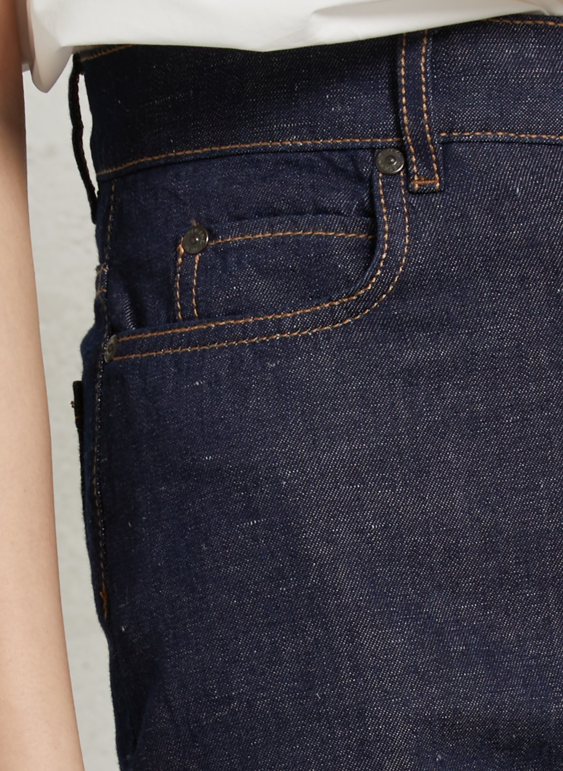 Hoge taille flared jeans van katoen en linnen. MAX MARA WEEK END Blauw