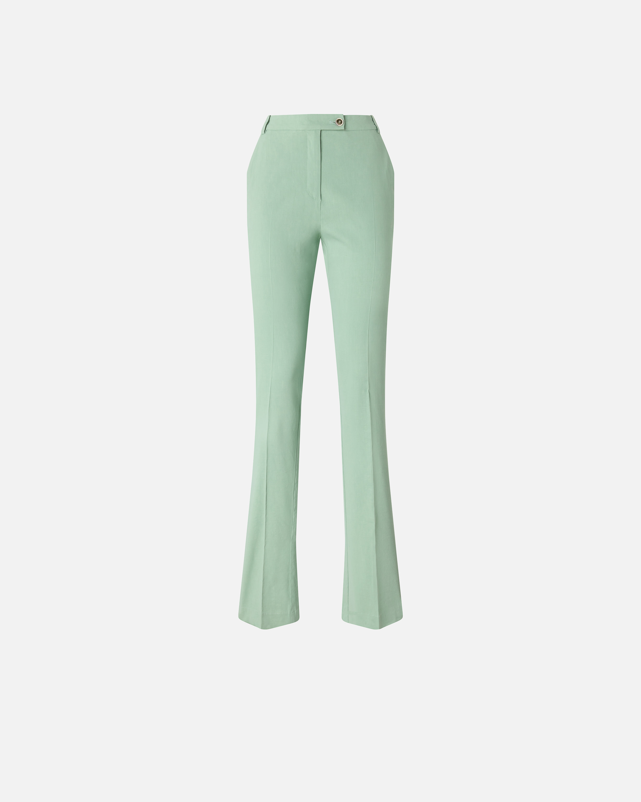 Pantalon en lin mélangé à pli marqué PINKO Vert