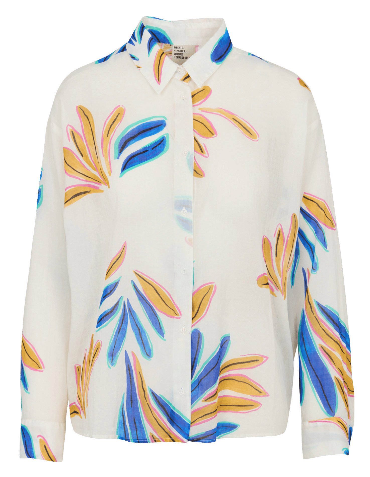 Straight classic collar shirt printed in cotton voile SACRECOEUR Multicolored