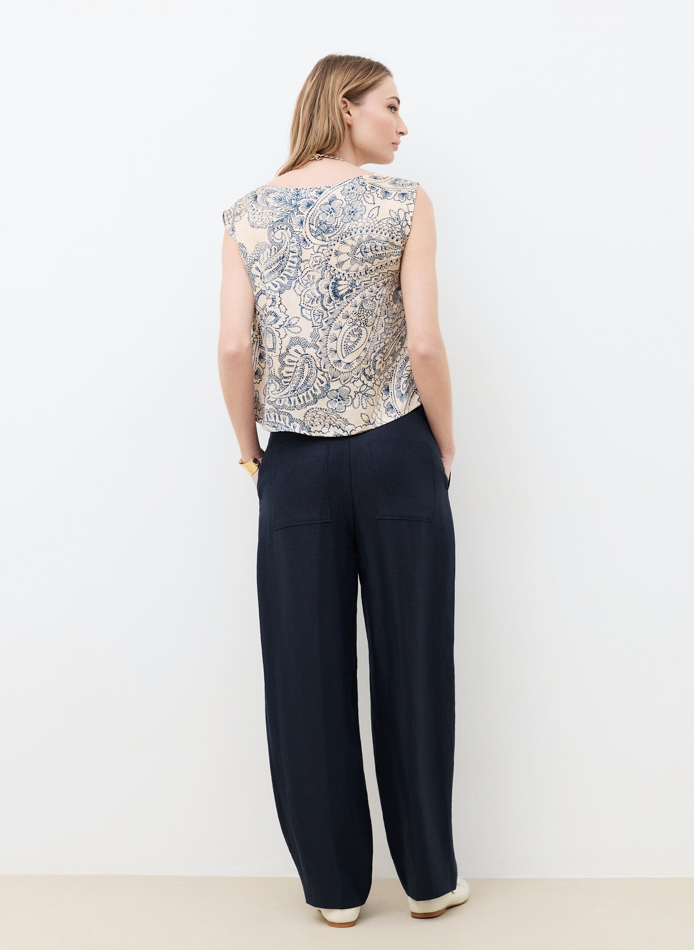 Top sans manches imprimé CAROLL Beige