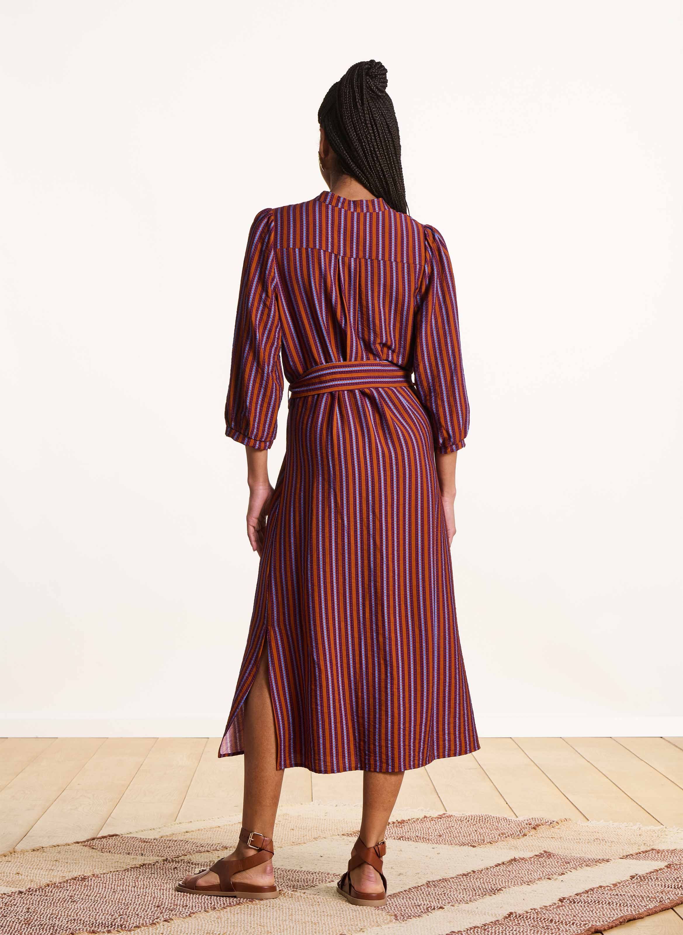 Robe midi à rayures LA FEE MARABOUTEE Multicolore