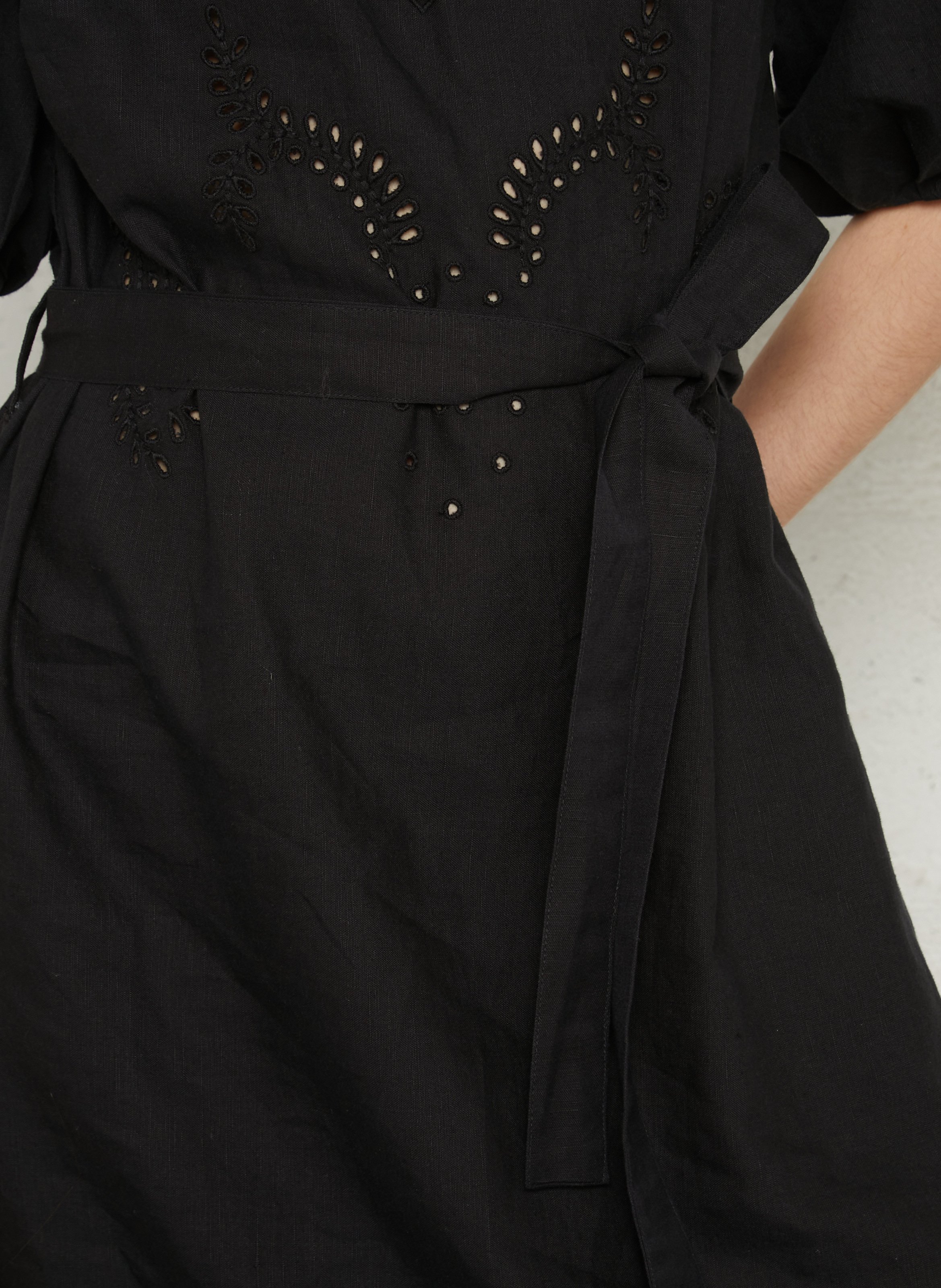 Midi cotton dress with round neck SUD EXPRESS Black