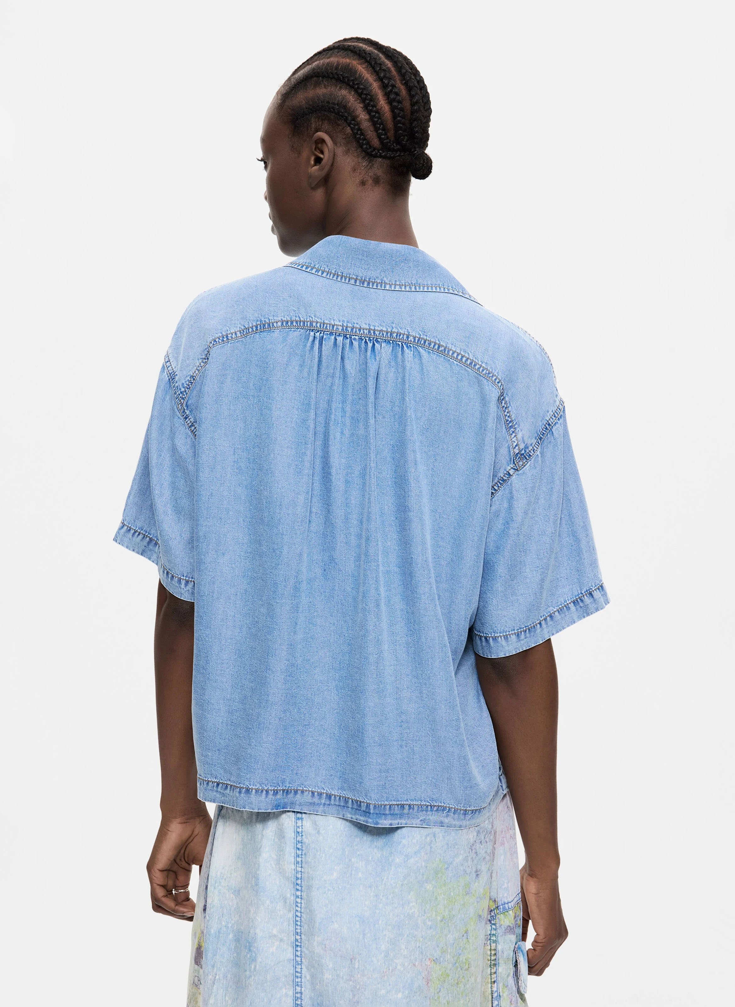 Chemise patchwork en denim DESIGUAL Bleu