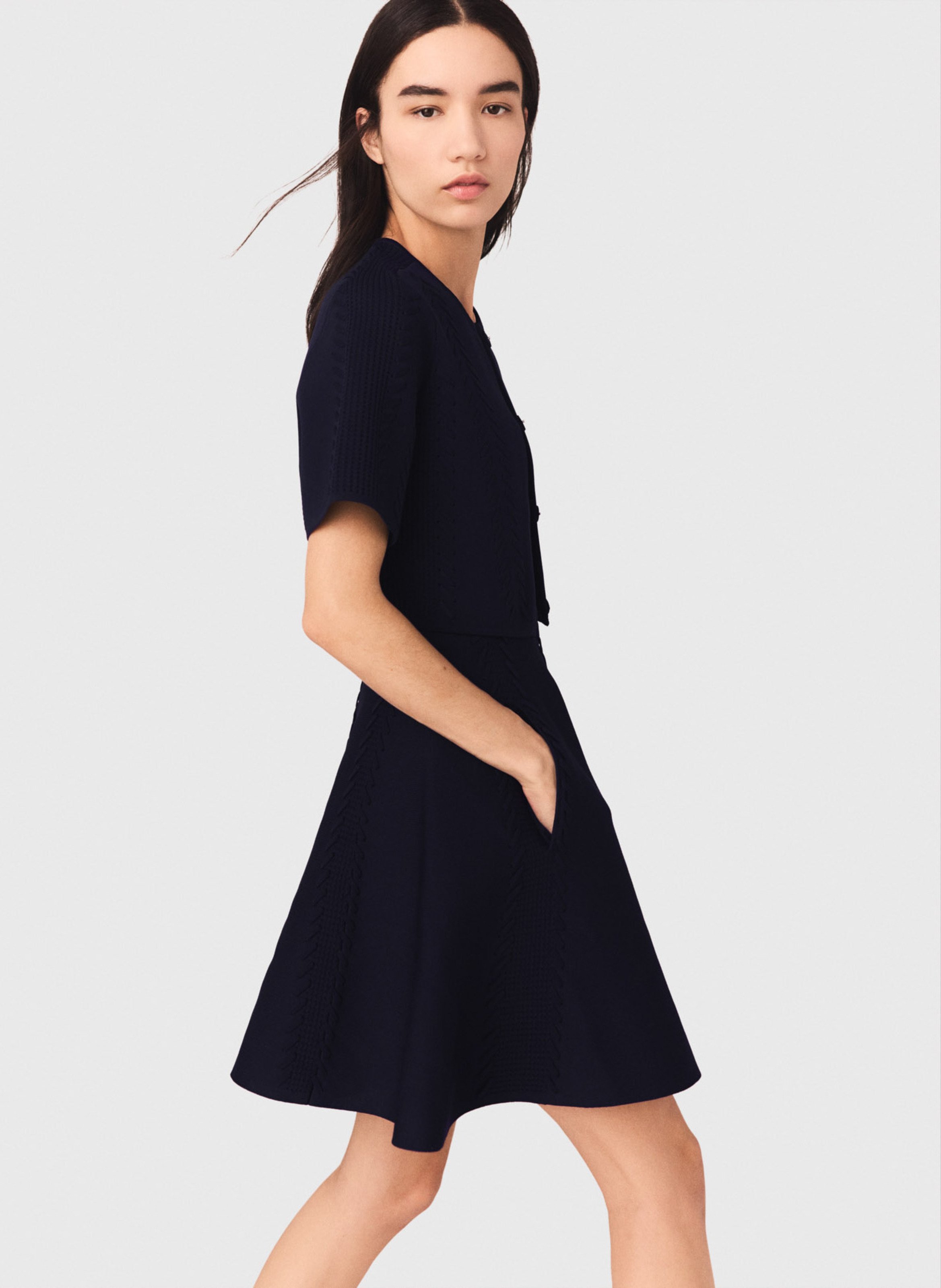 Kort vest in gevlochten breisel MAJE Blauw