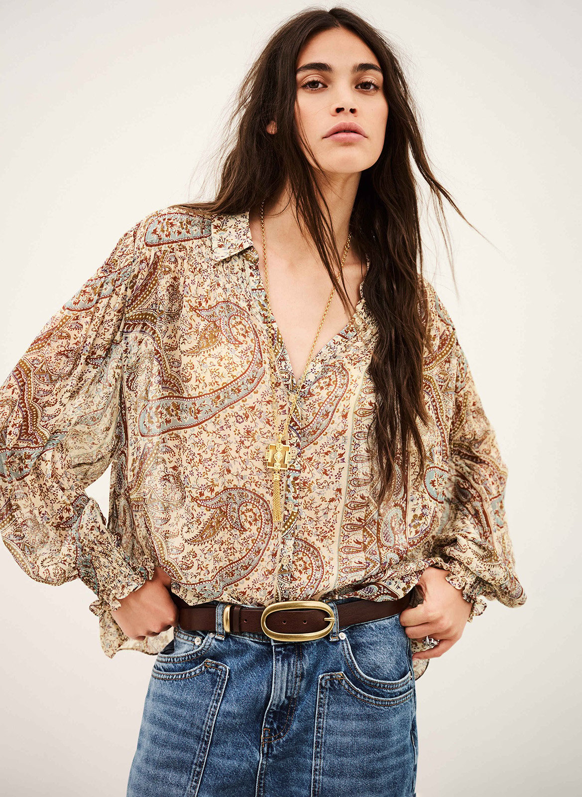Gedrukte vloeibare blouse met knoopjes BA&SH