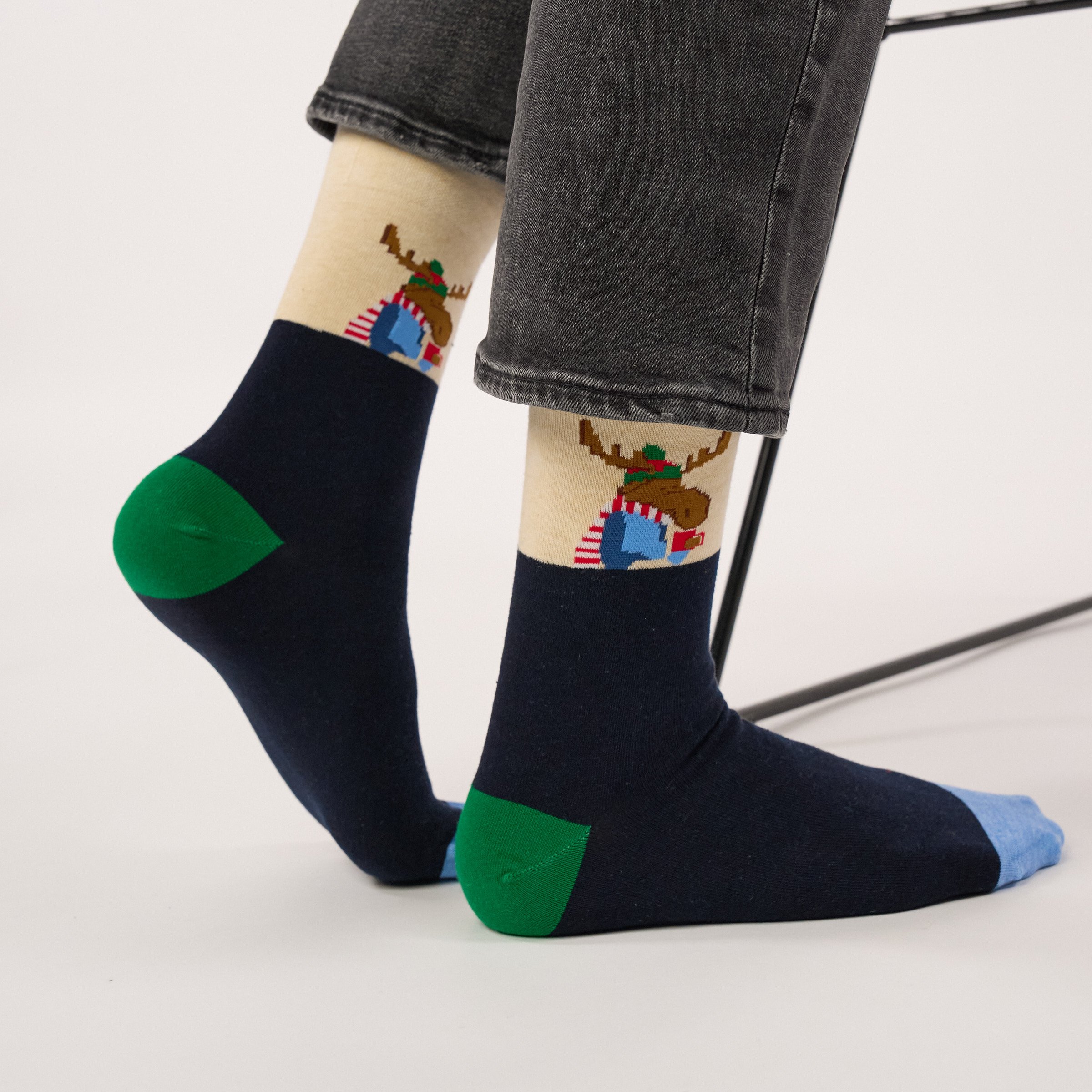 Combed Cotton Socks with Patterns BILLYBELT Blue