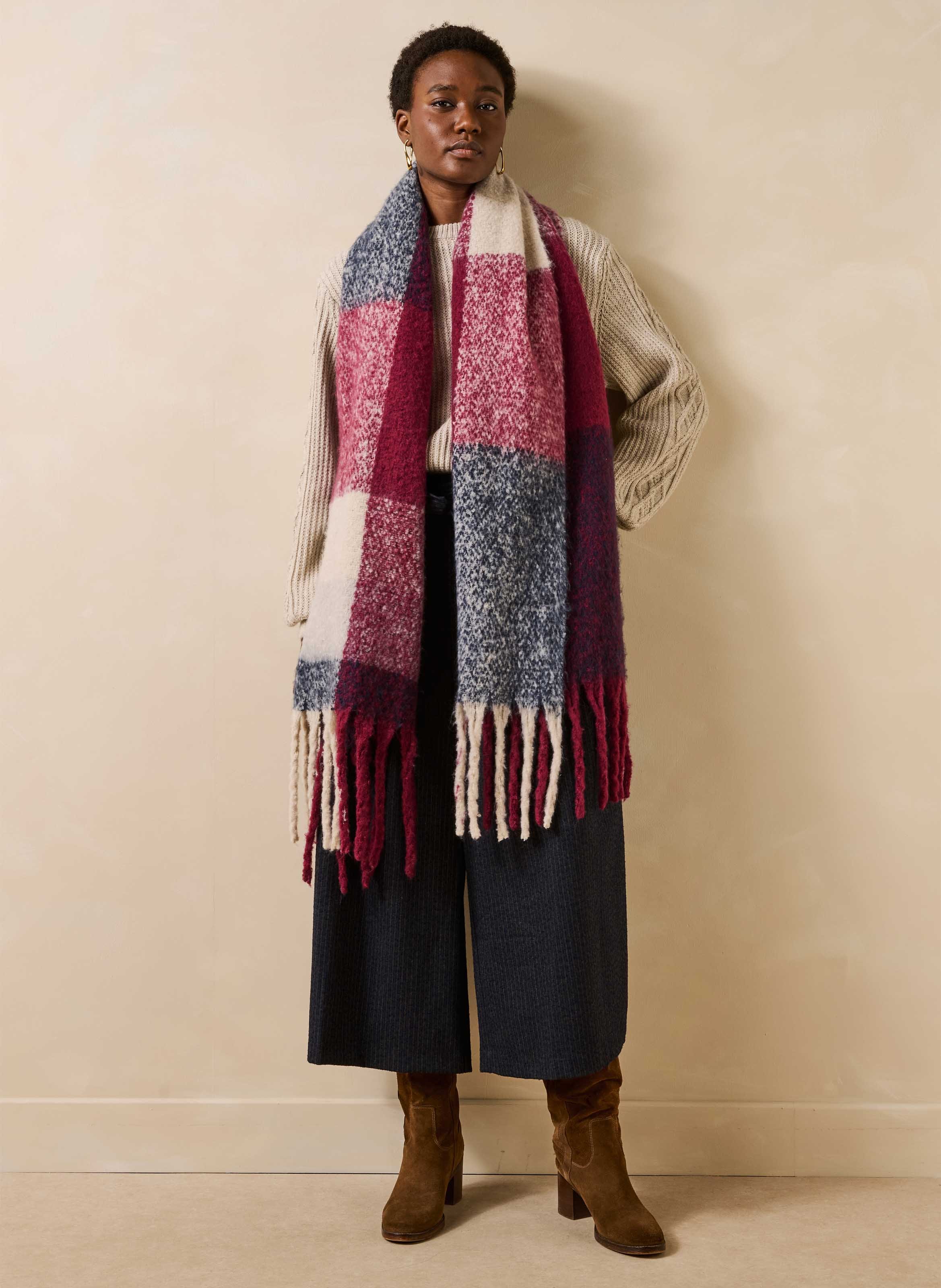 Checked scarf LA FEE MARABOUTEE Purple