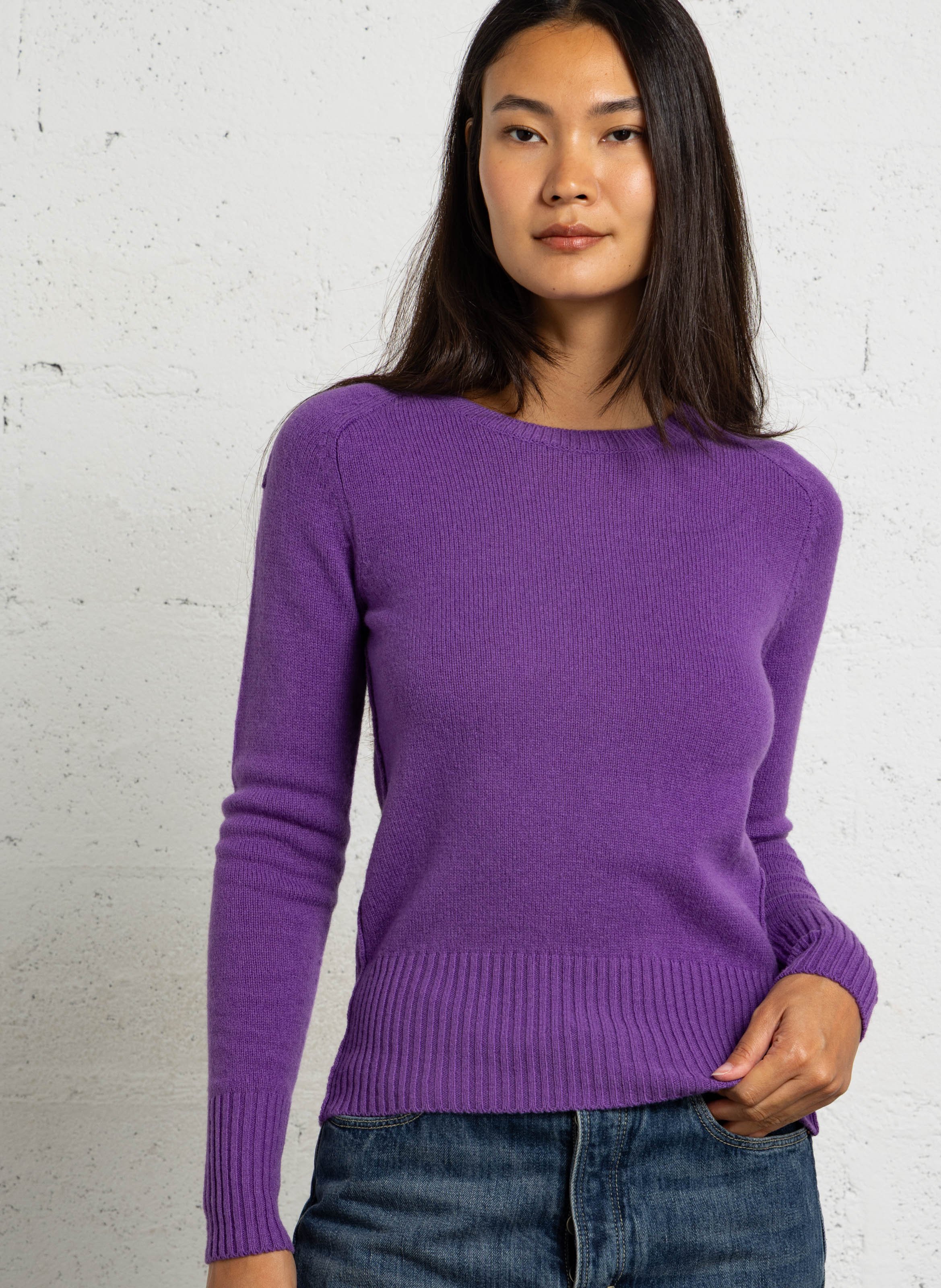 Round-neck wool sweater SOEUR Purple