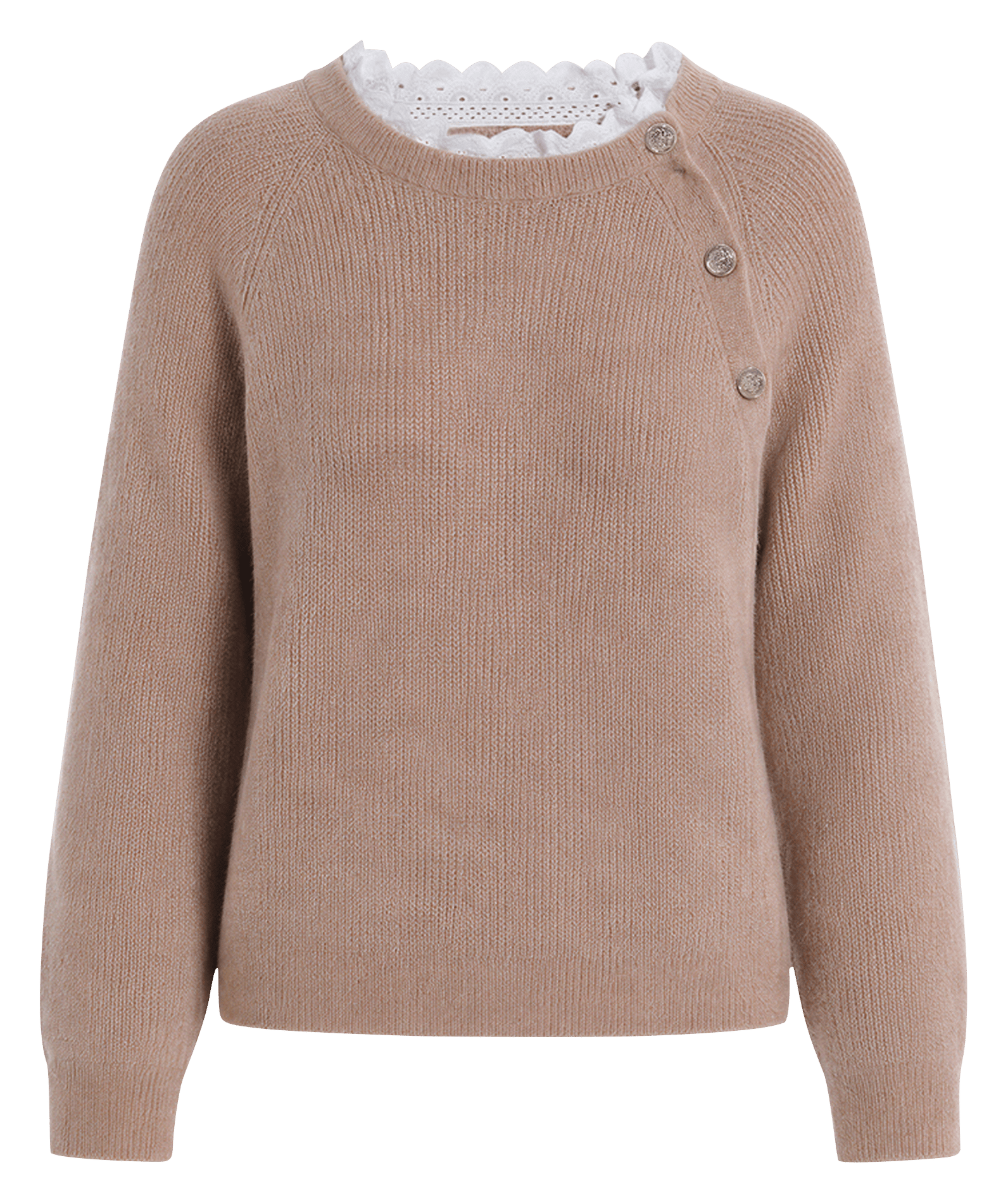 Pull droit en laine mélangée PABLO Beige