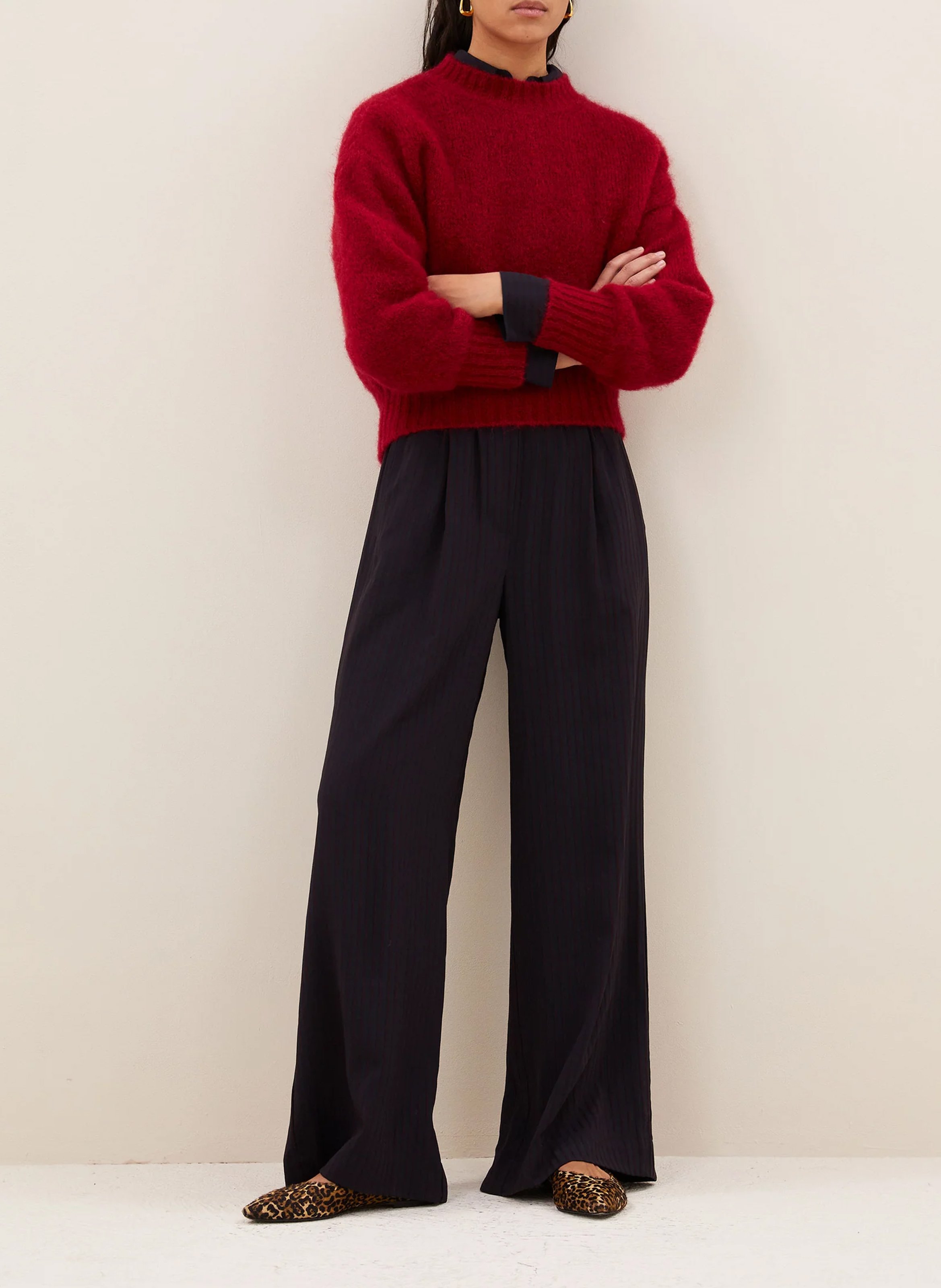 Pantalon large à rayures BY BAR Rouge