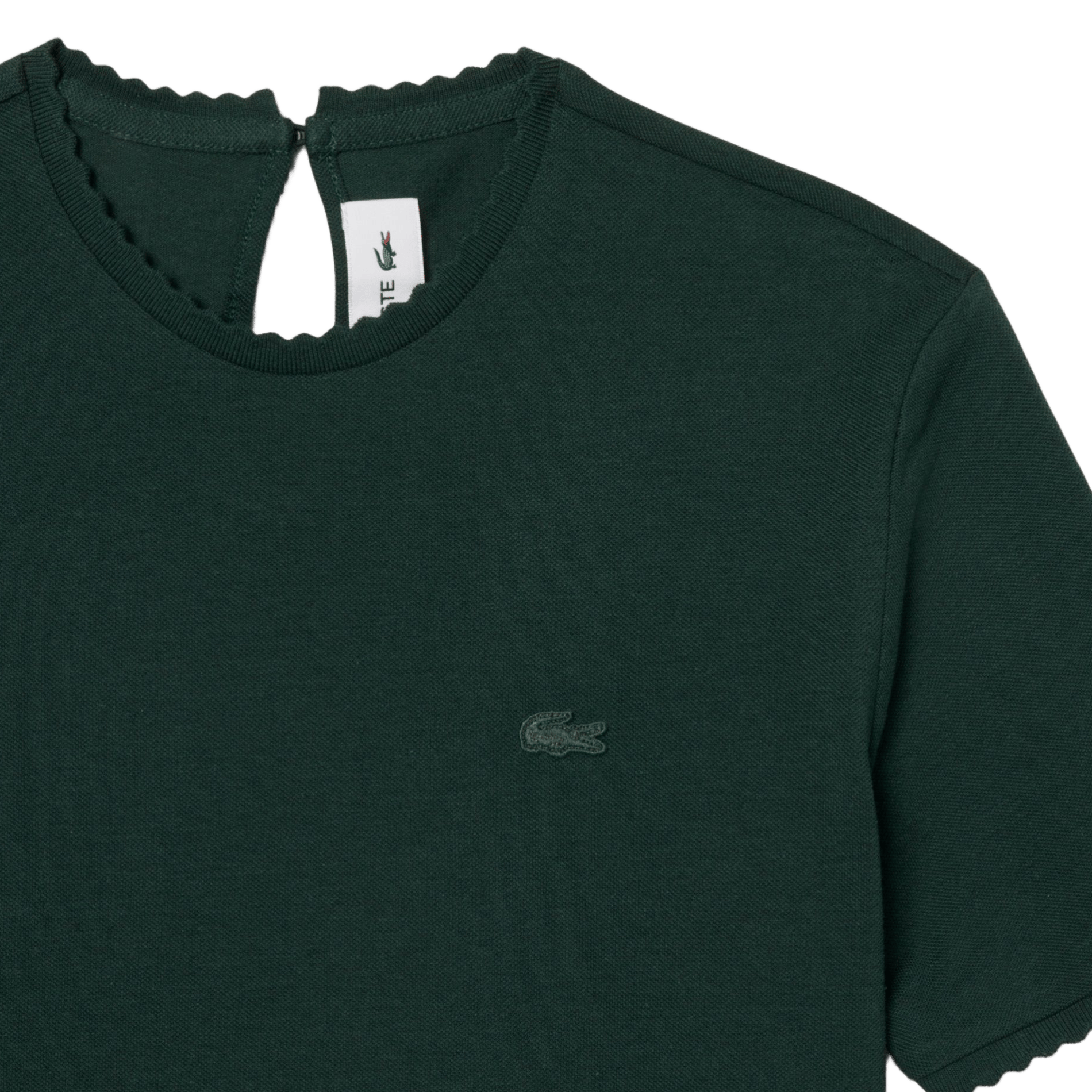 Gerader T-Shirt mit Rundhalsausschnitt und Wellenkante aus Baumwollmischung LACOSTE Grun