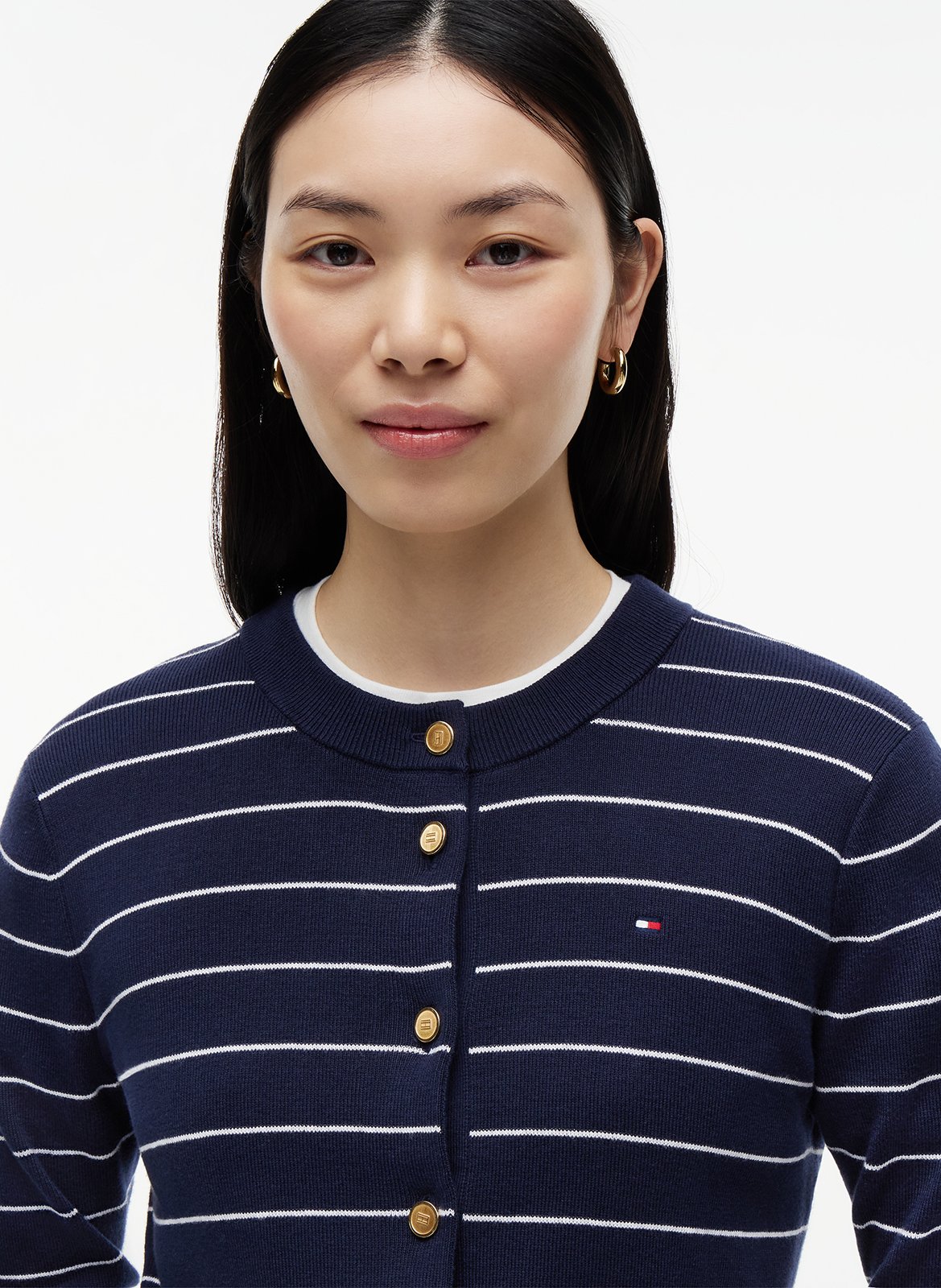 Fitted Striped Cotton Cardigan TOMMY HILFIGER Blue