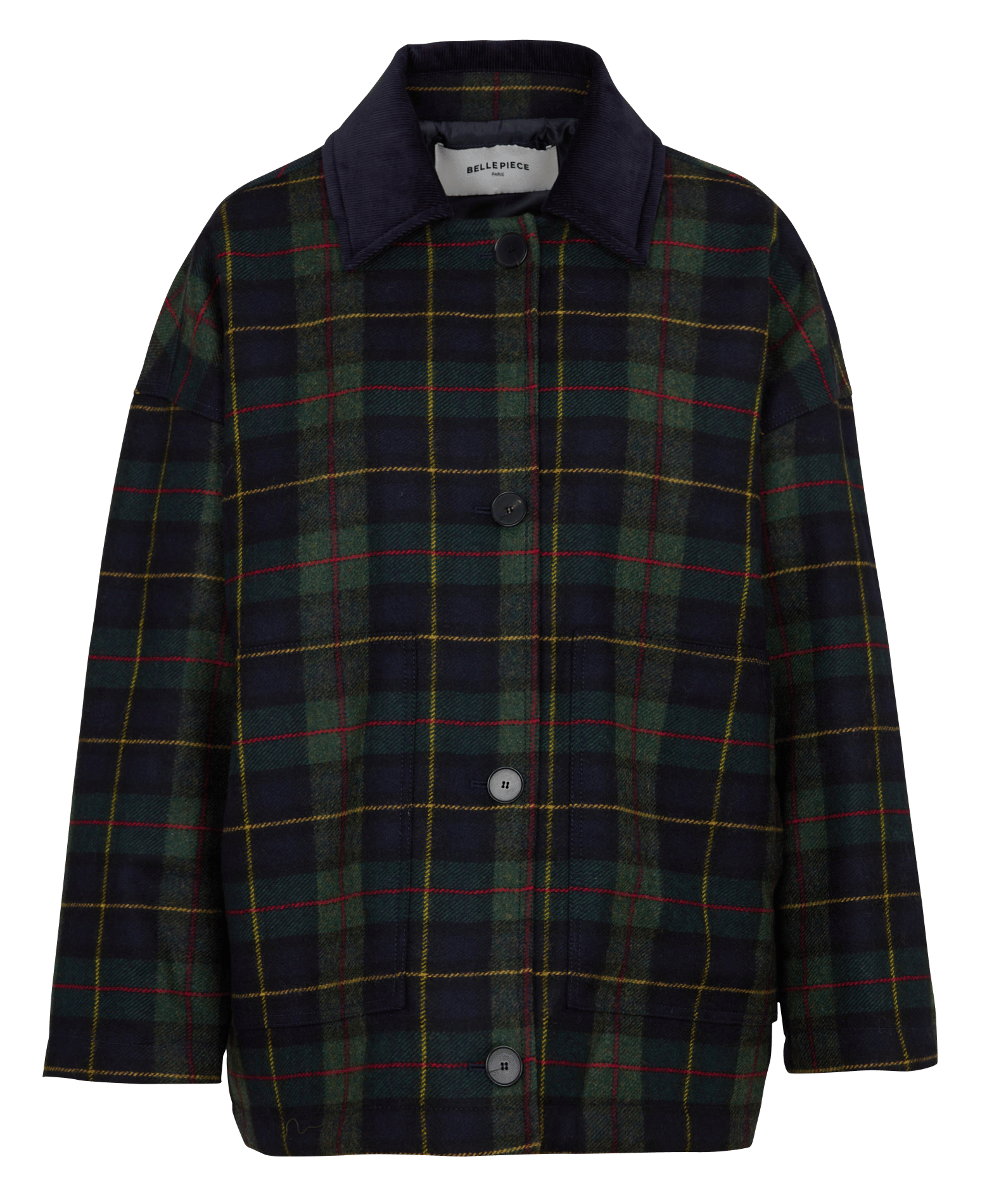 Manteau à carreaux en laine mélangée BELLEPIECE Vert