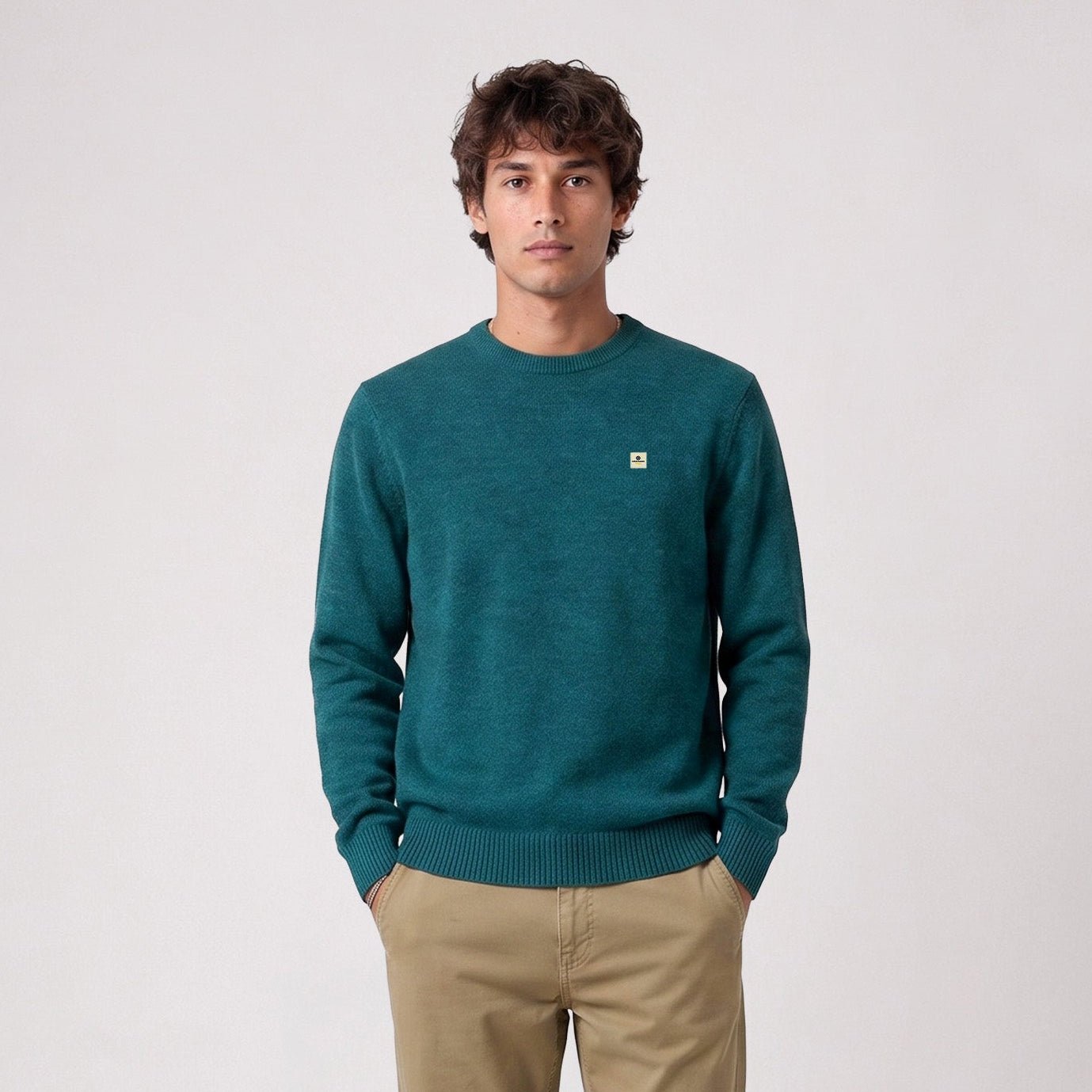 MADANI duck blue crew-neck wool sweater sbplay SERGE BLANCO Blue