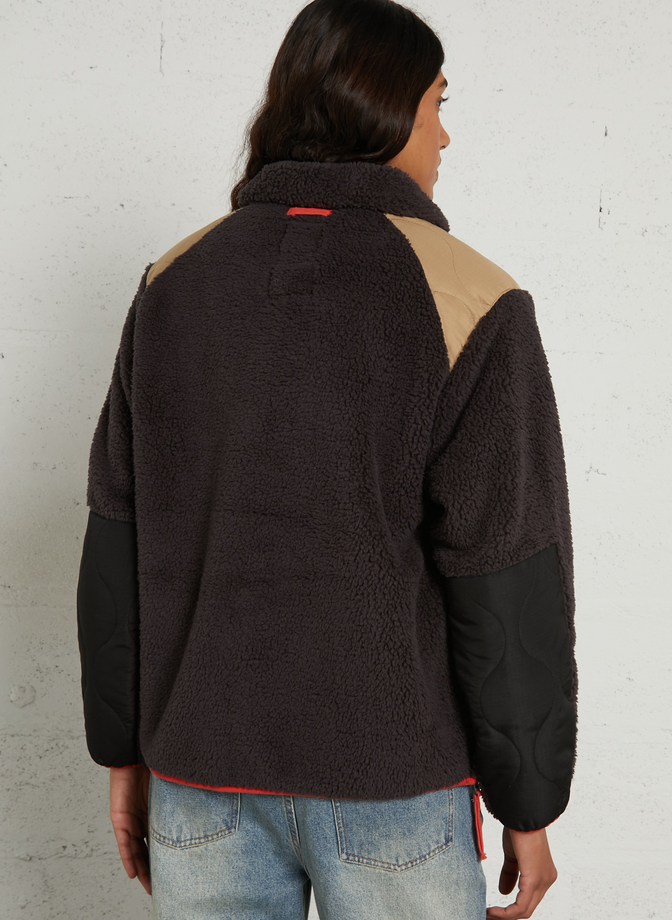 Sherpa jas met rits en opstaande kraag TAION Bruin