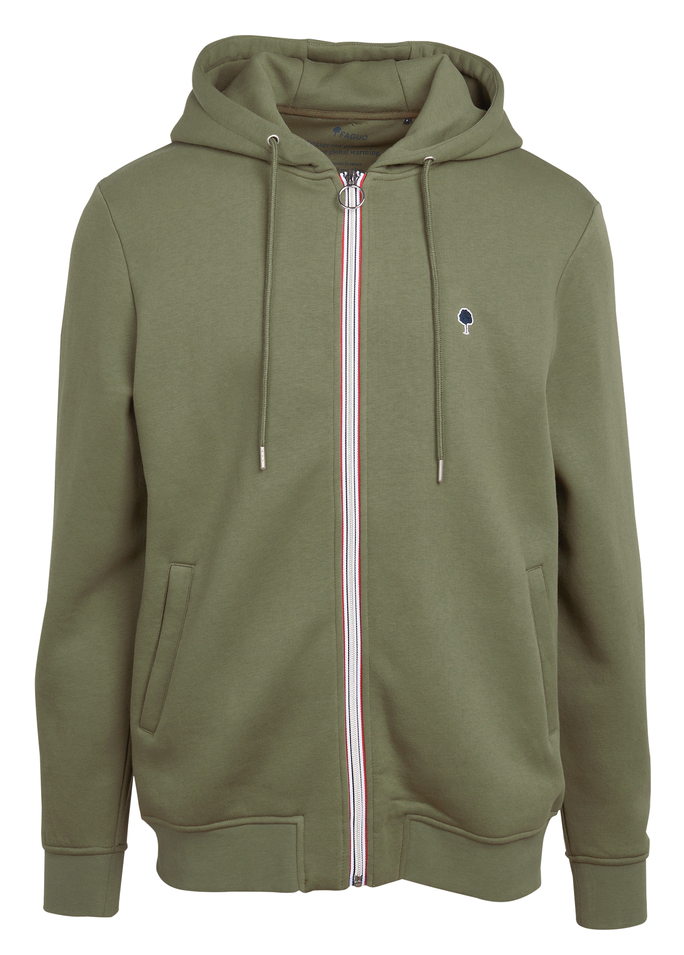 Regular-fit embroidered cotton-blend zip-up hoodie FAGUO Khaki