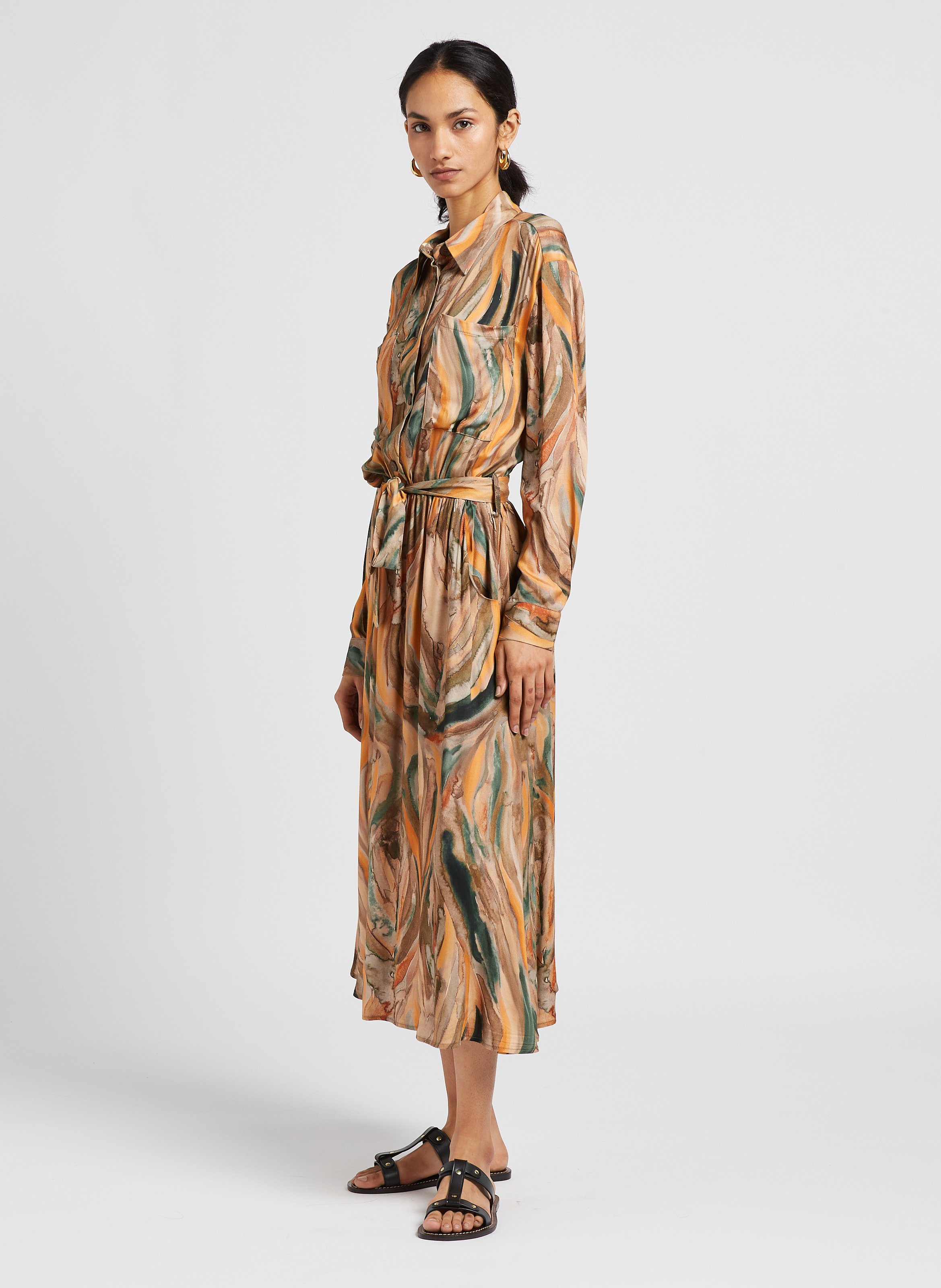 Long dress with classic collar PLEASE Multicolored