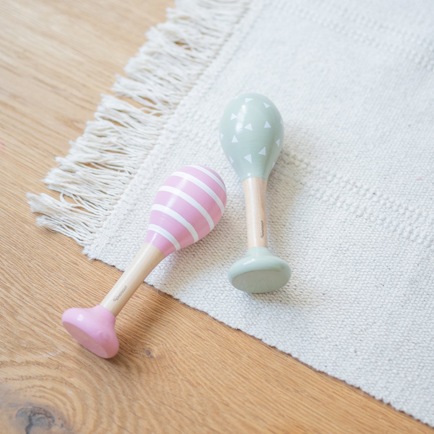 Fox and stripes rattles KINDSGUT Pink