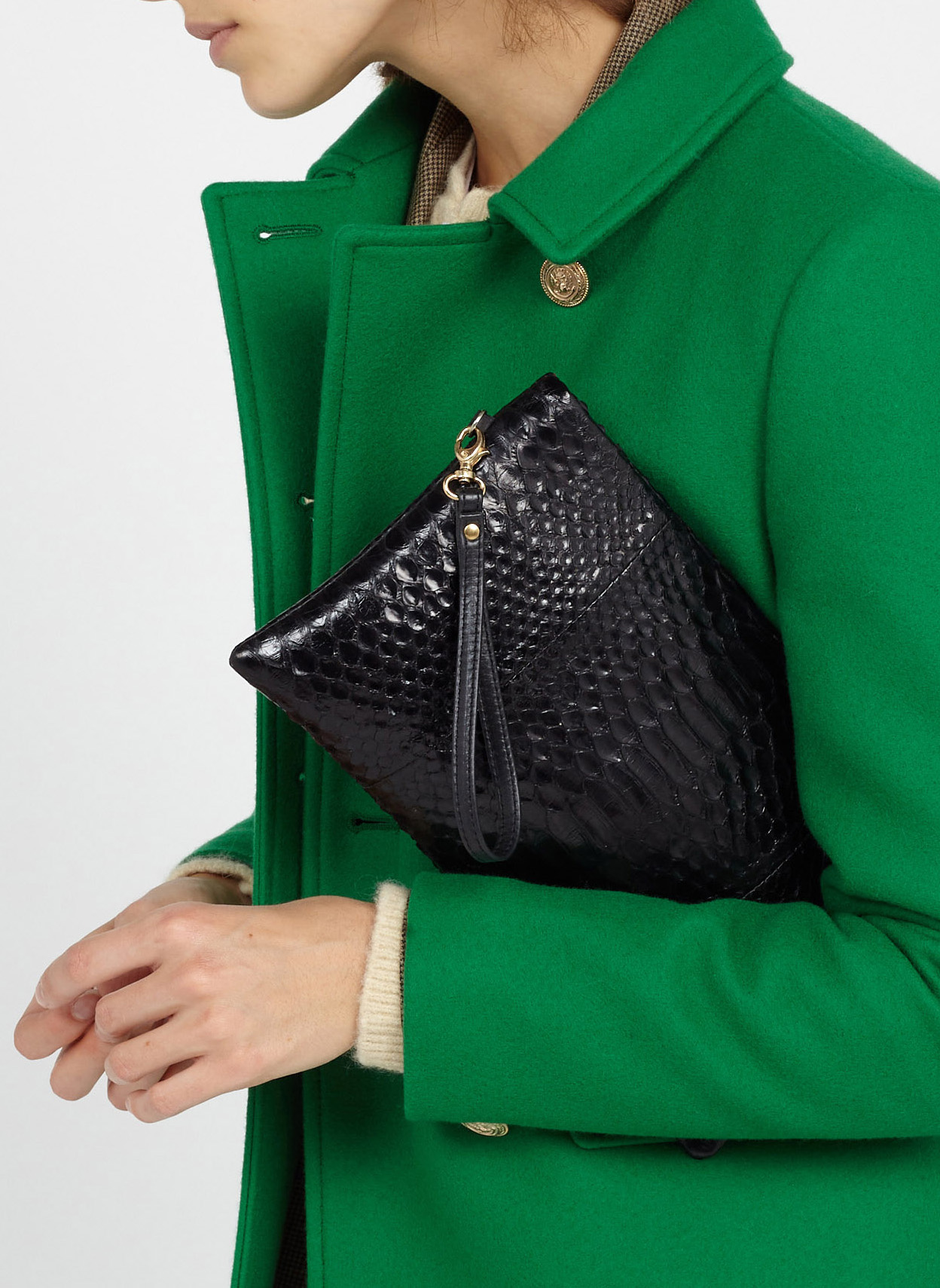 Clutch aus Pythonleder CLARIS VIROT Schwarz