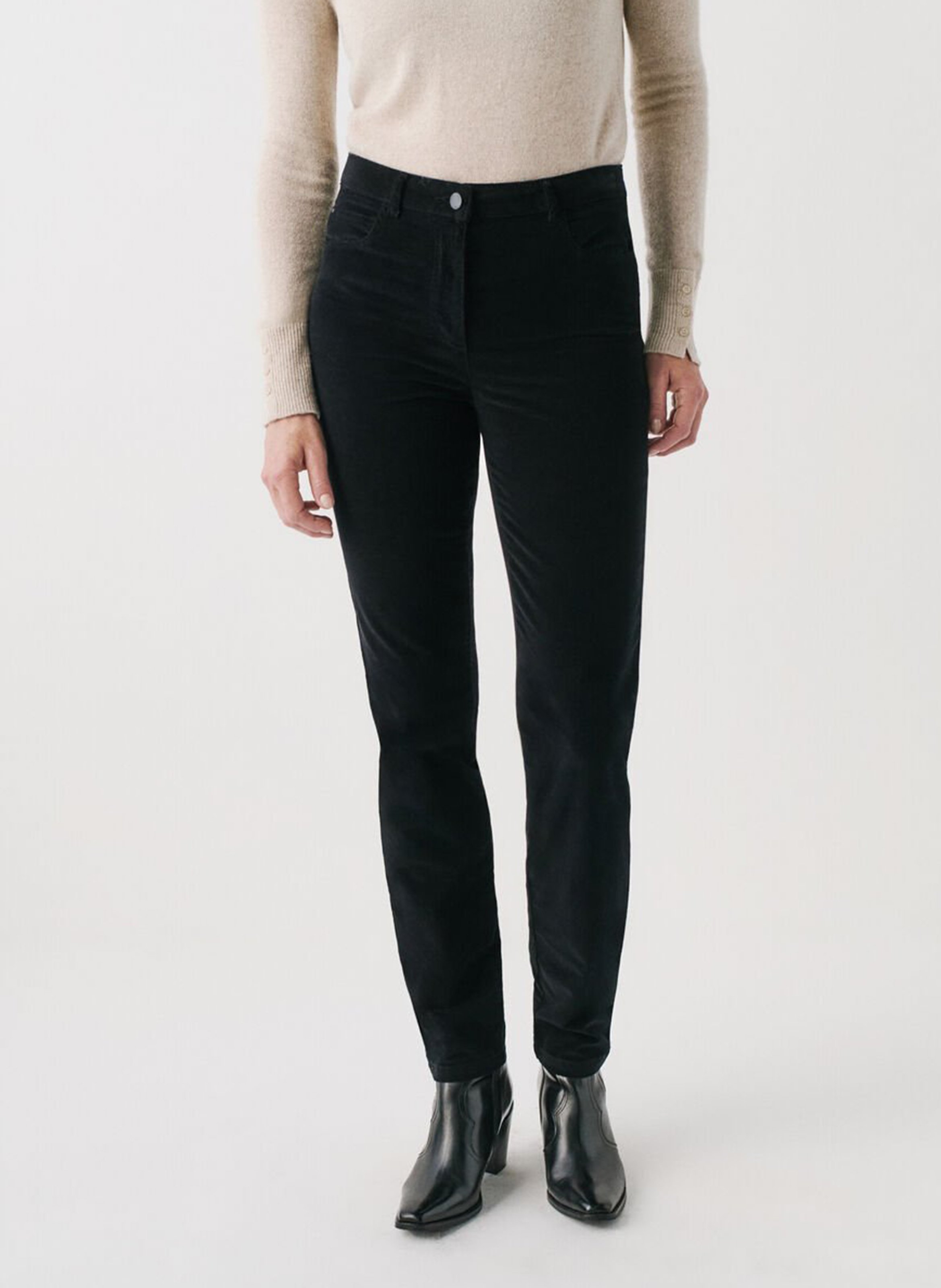 Smooth velvet slim-fit pants CAROLL