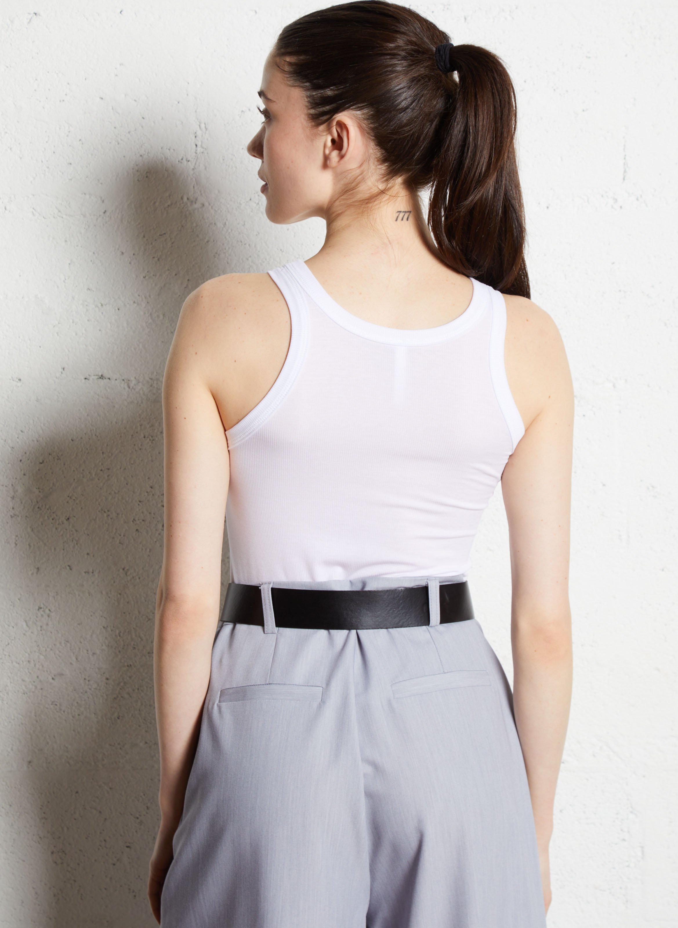 Sleeveless knit tank top IMPERIAL White