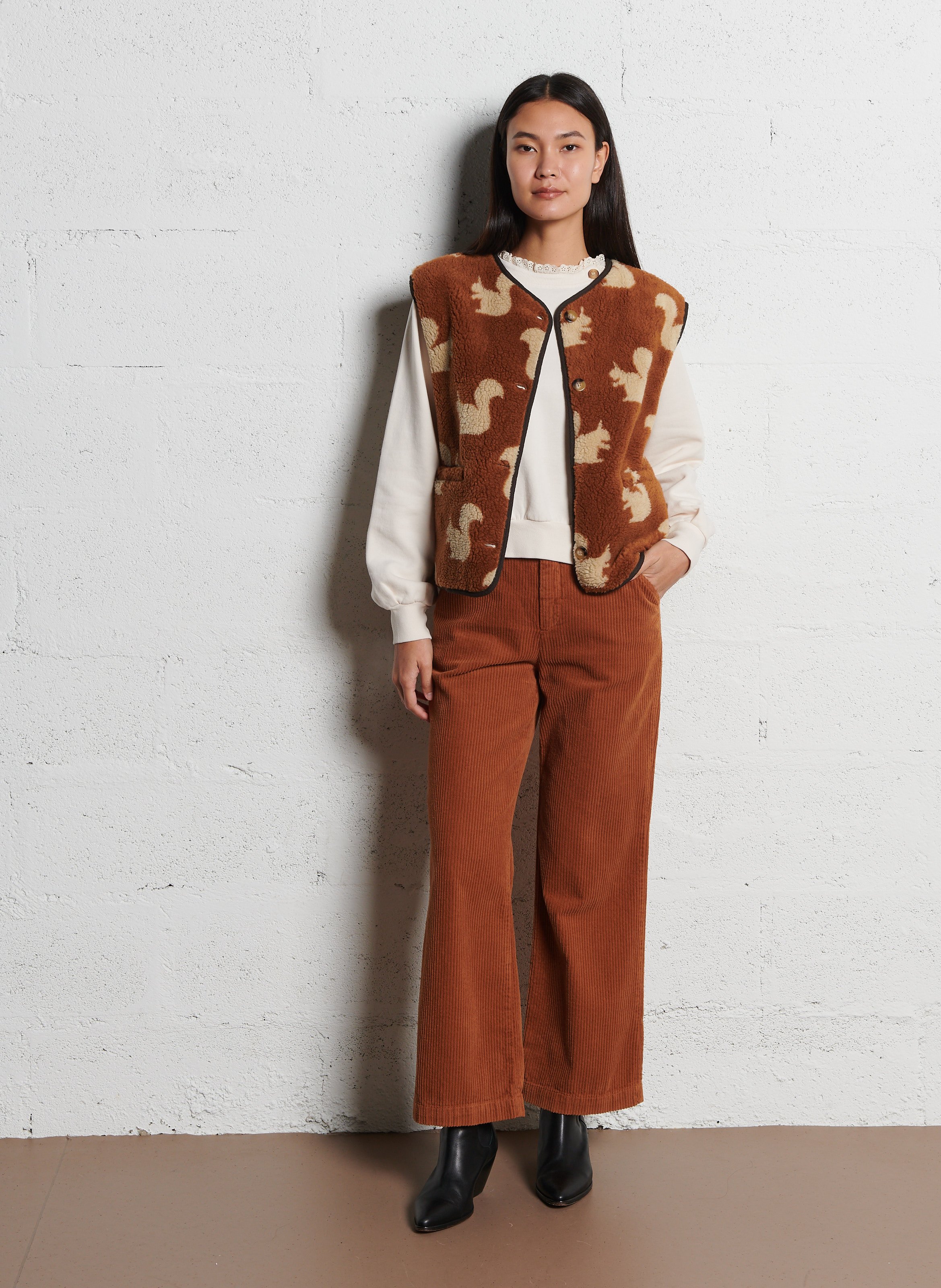 Strickjacke mit Rundhalsausschnitt EMILE ET IDA Braun