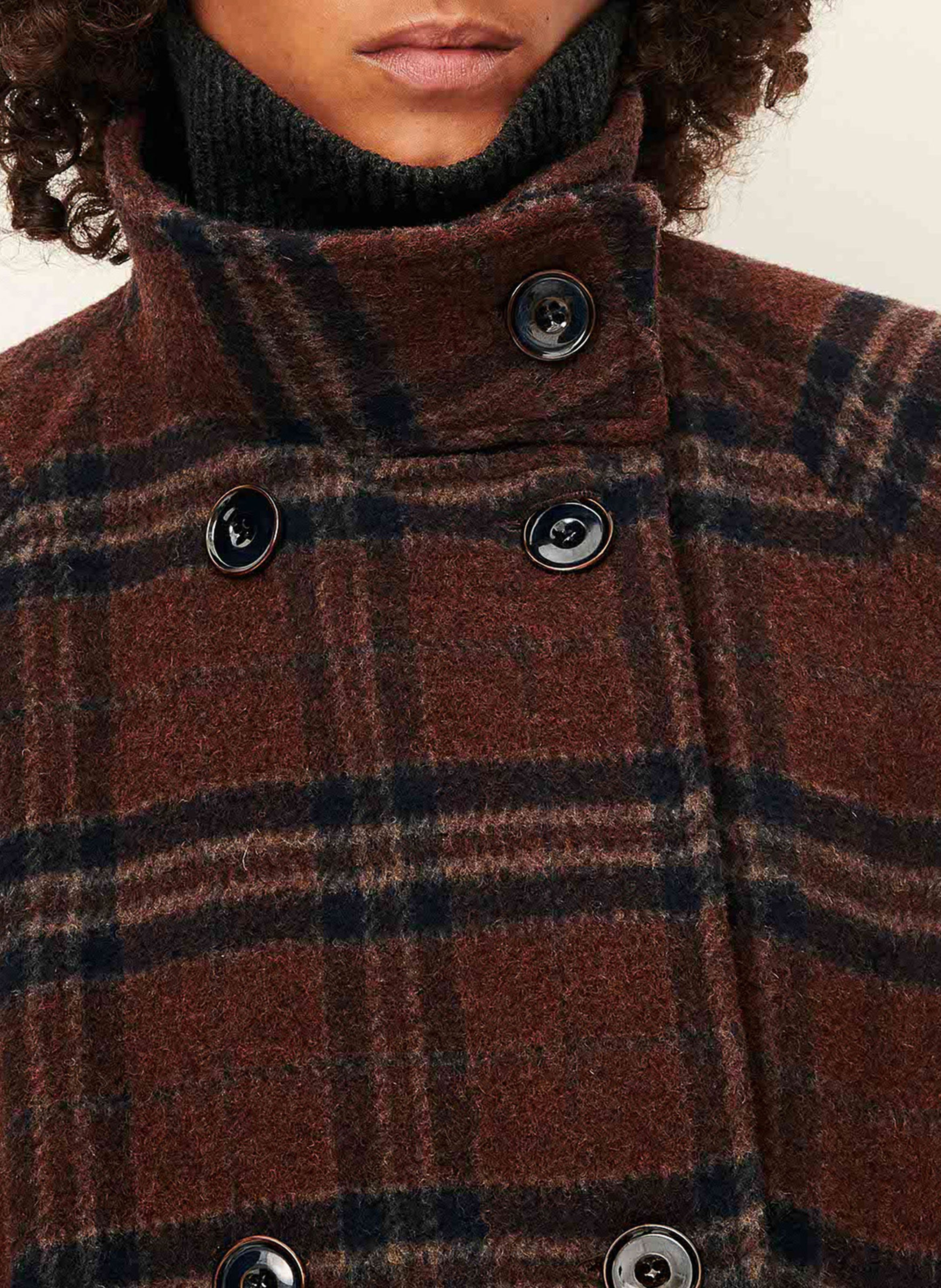 Manteau col montant en laine mélangée SESSUN Bleu