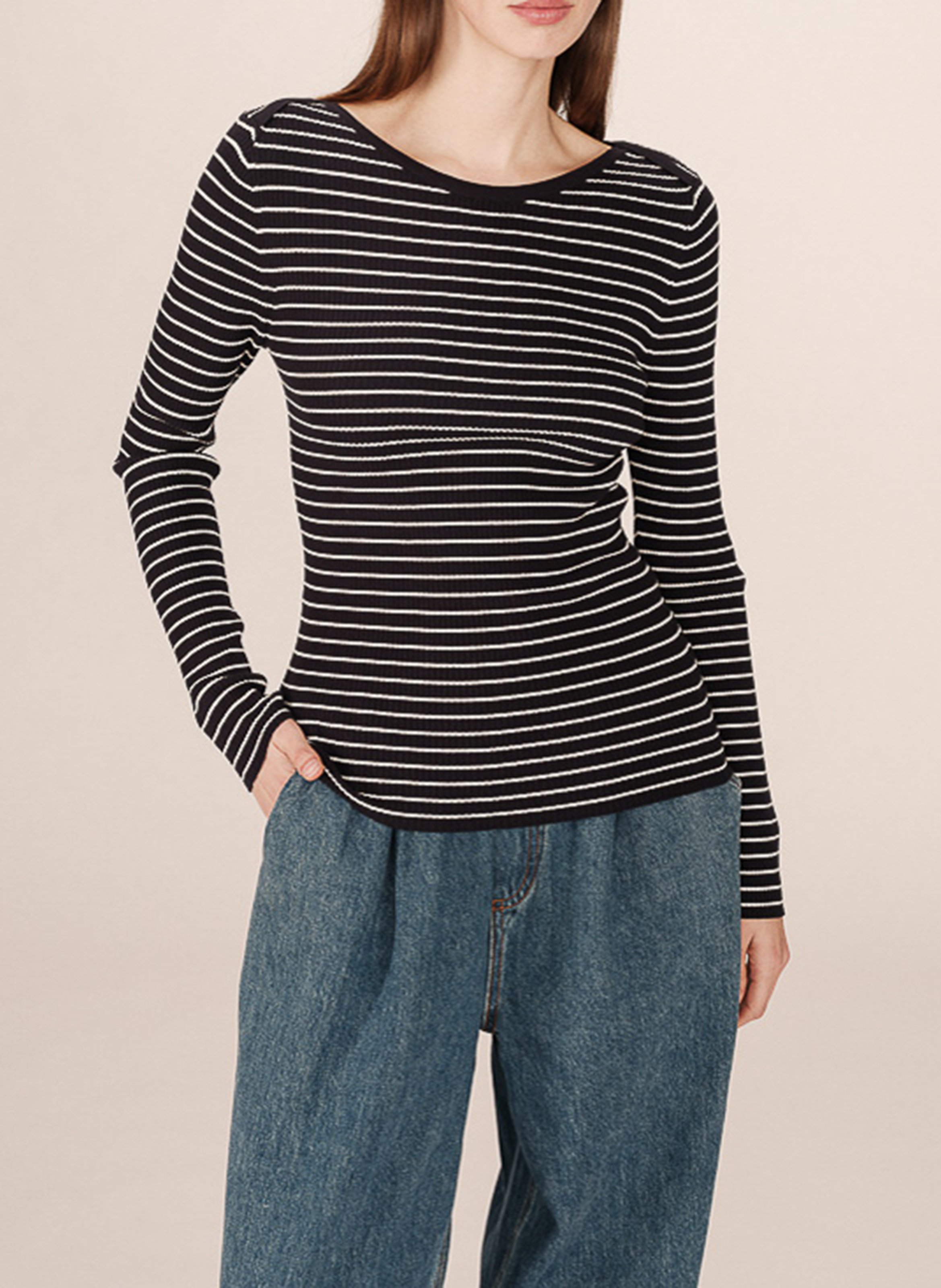 Rib-knit straight sweater GRACE ET MILA Blue