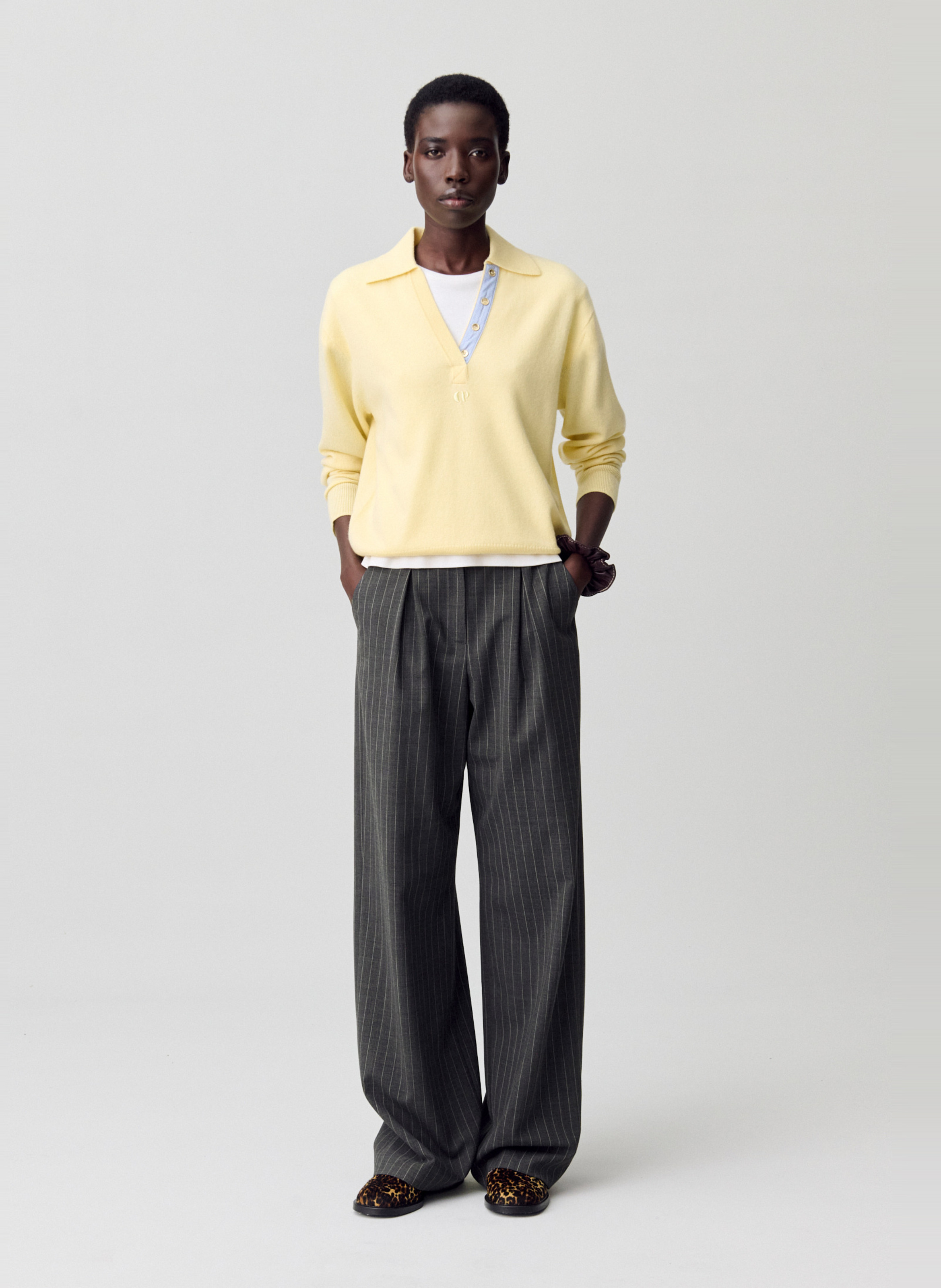 Pantalon large rayé CLAUDIE PIERLOT Gris