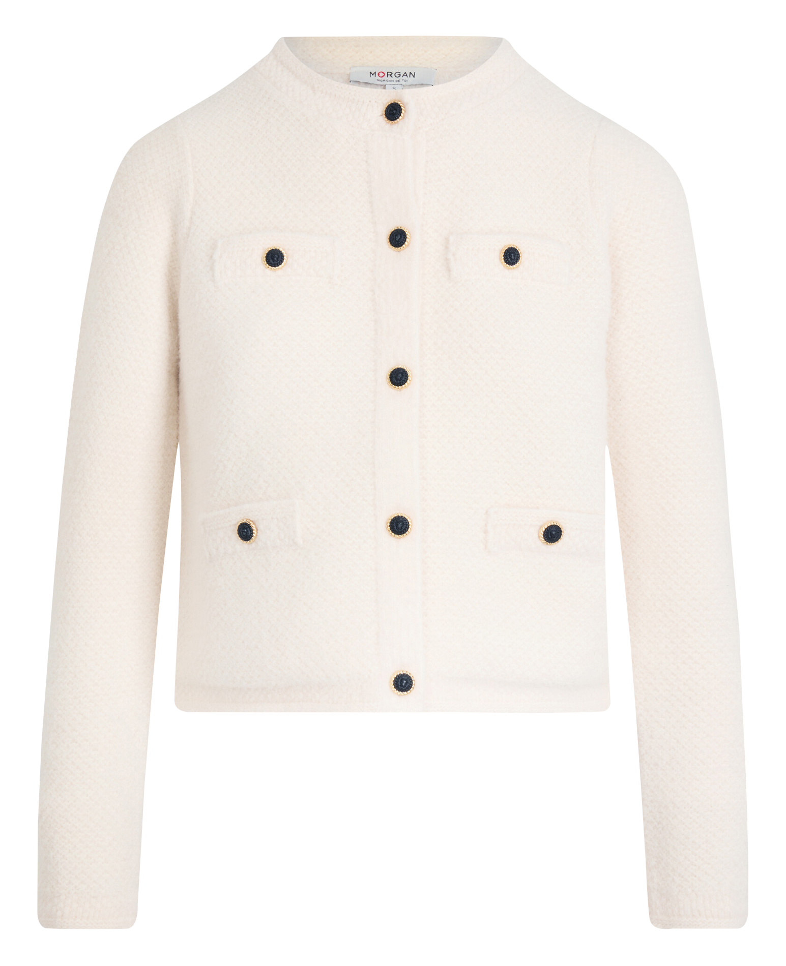 Strickjacke mit Rundhalsausschnitt MORGAN Beige